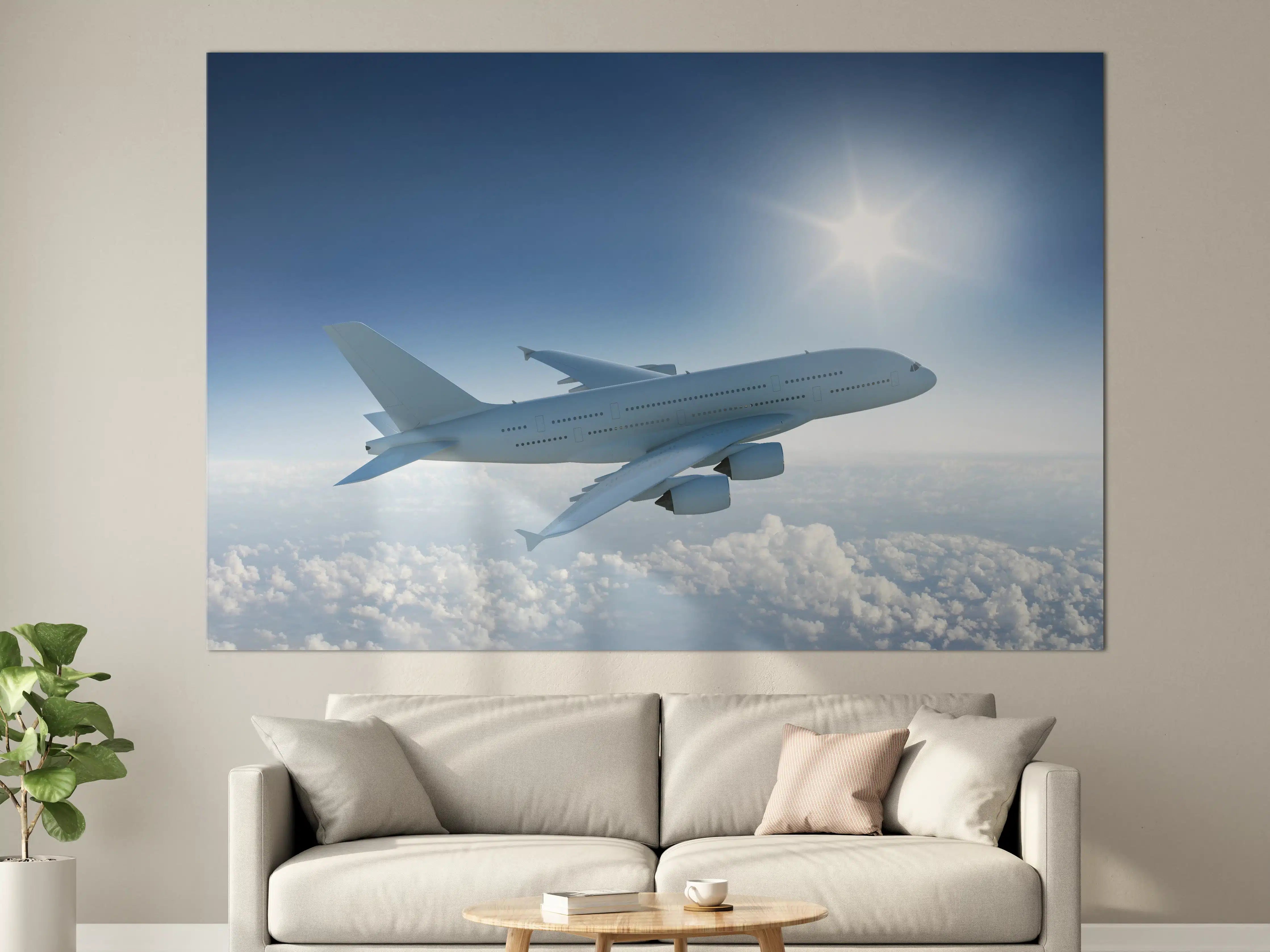 Große Wandbilder - Flugzeug über weißen Wolken
