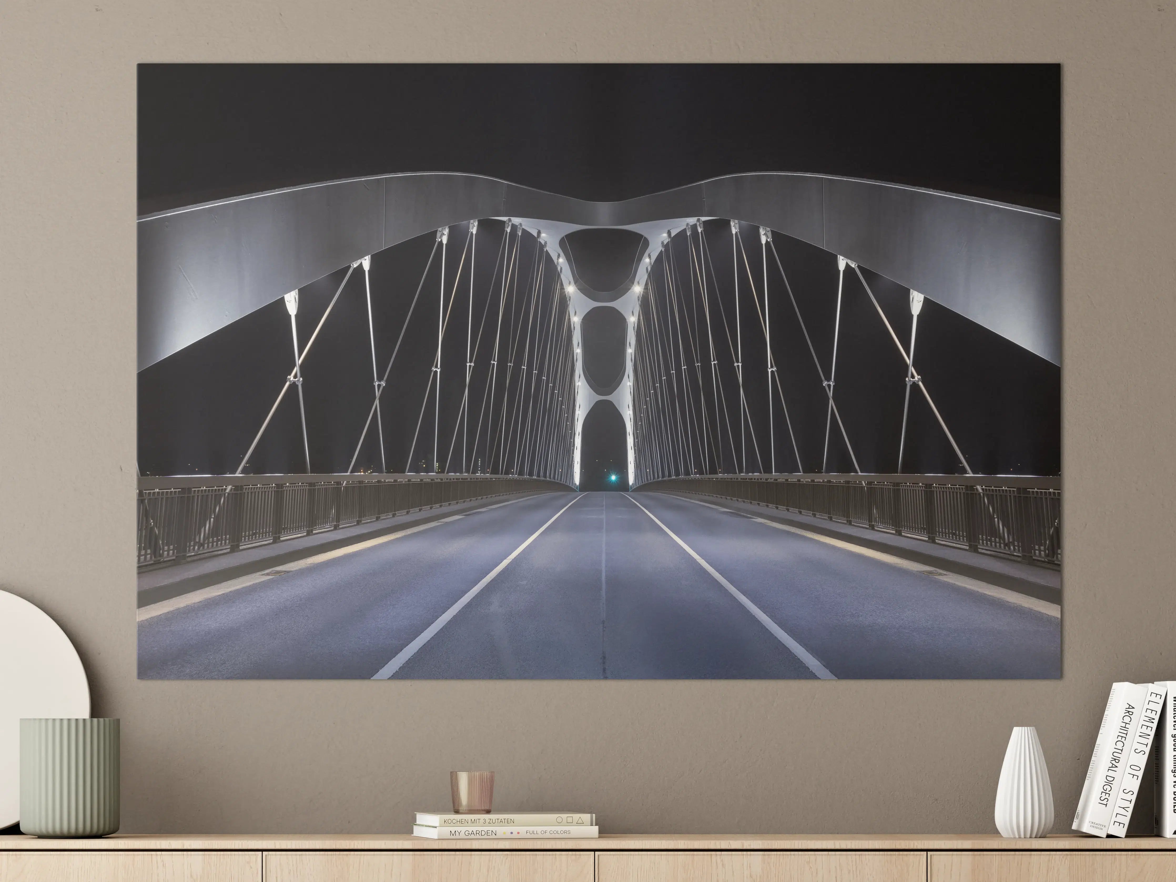 Große Wandbilder - Frankfurter Bogenbrücke bei Nacht
