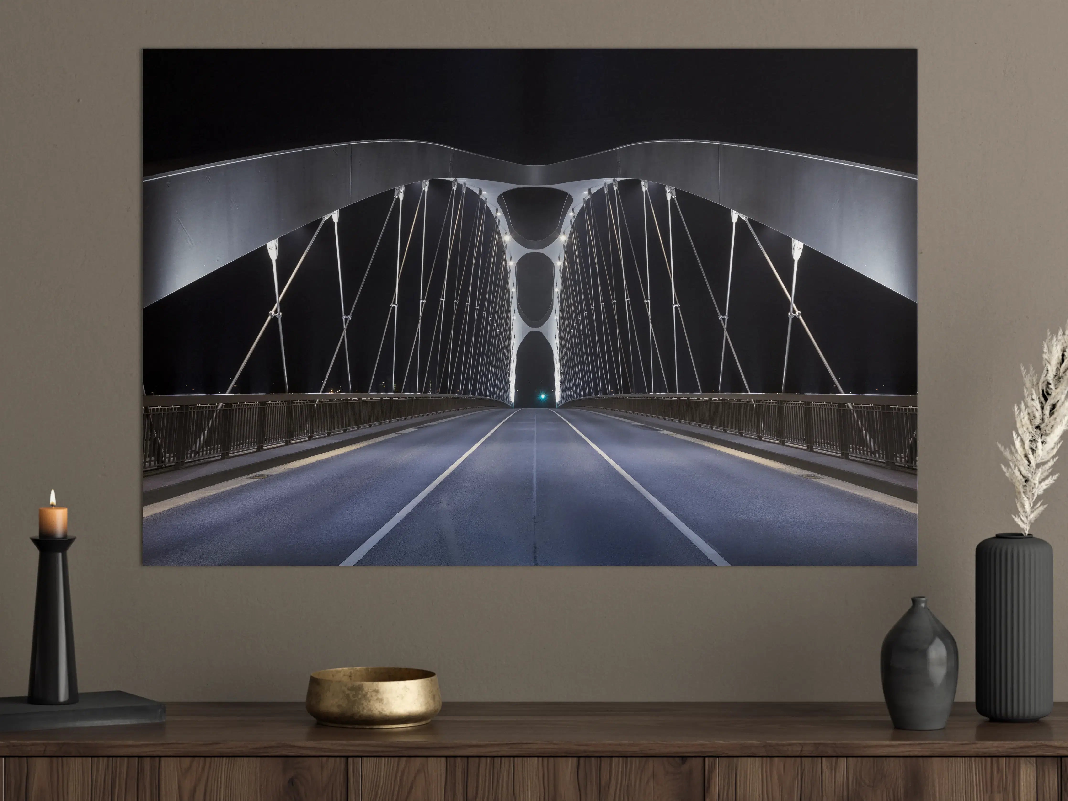 Große Wandbilder - Frankfurter Bogenbrücke bei Nacht
