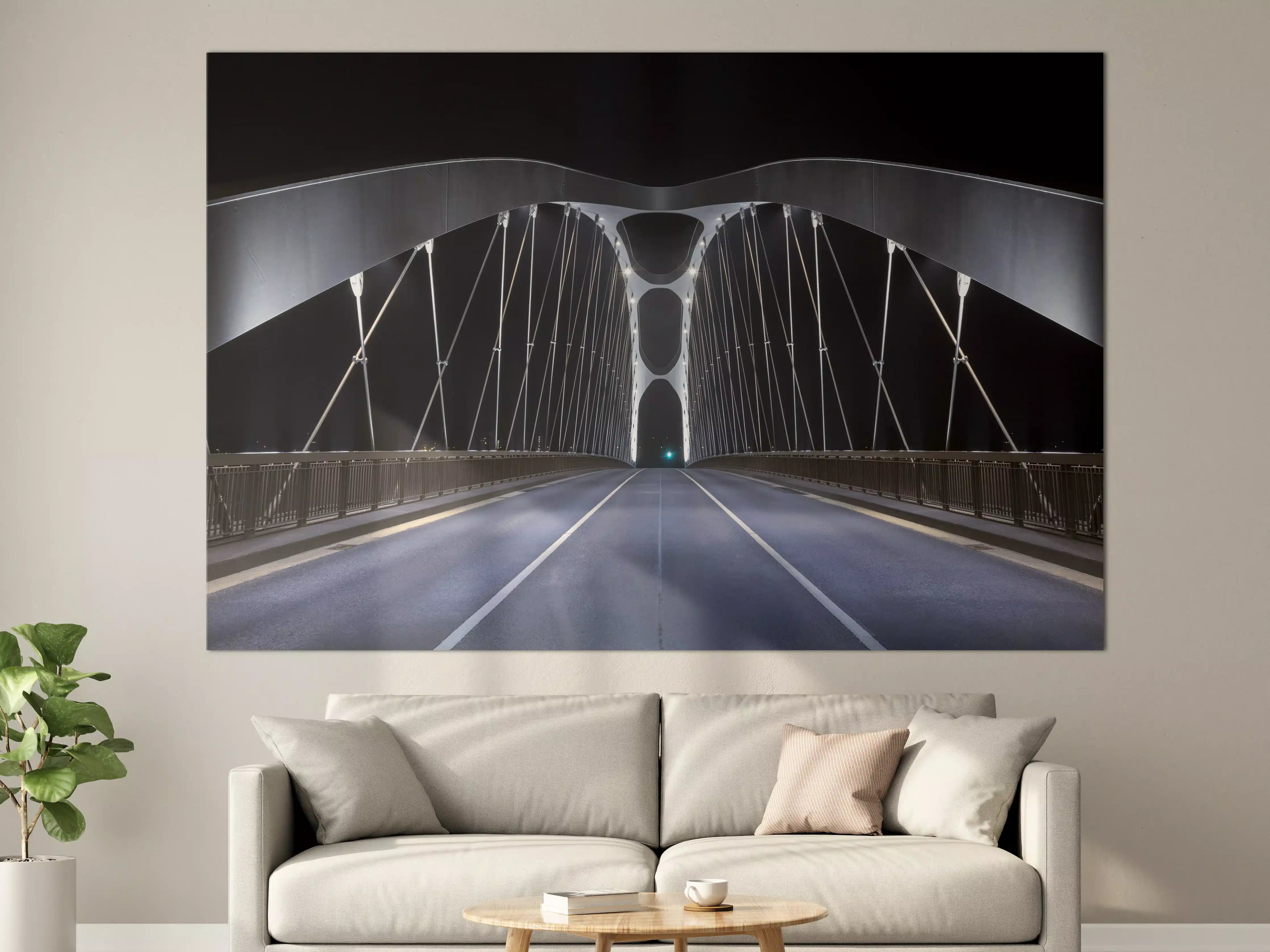 Große Wandbilder - Frankfurter Bogenbrücke bei Nacht