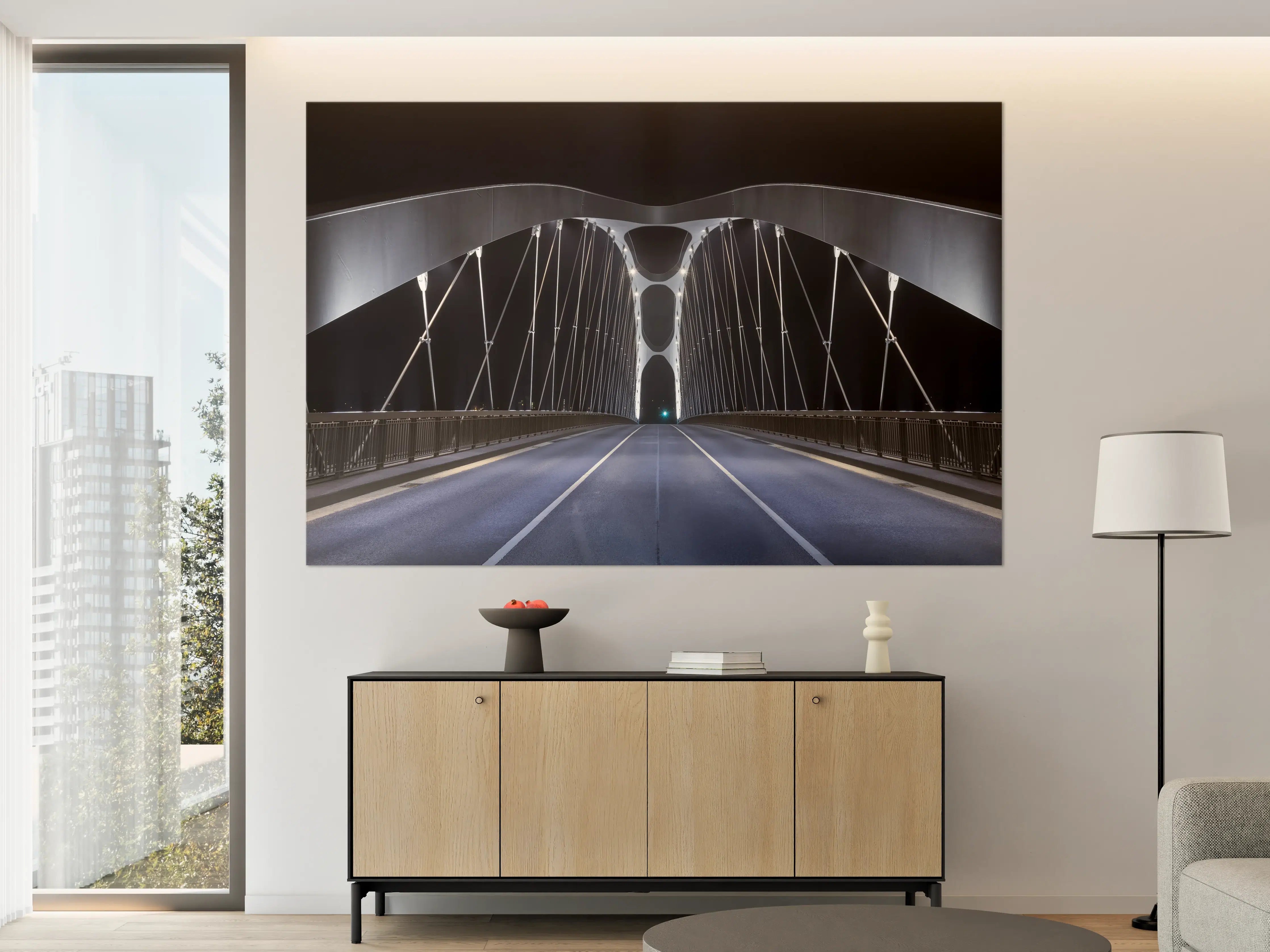 Große Wandbilder - Frankfurter Bogenbrücke bei Nacht