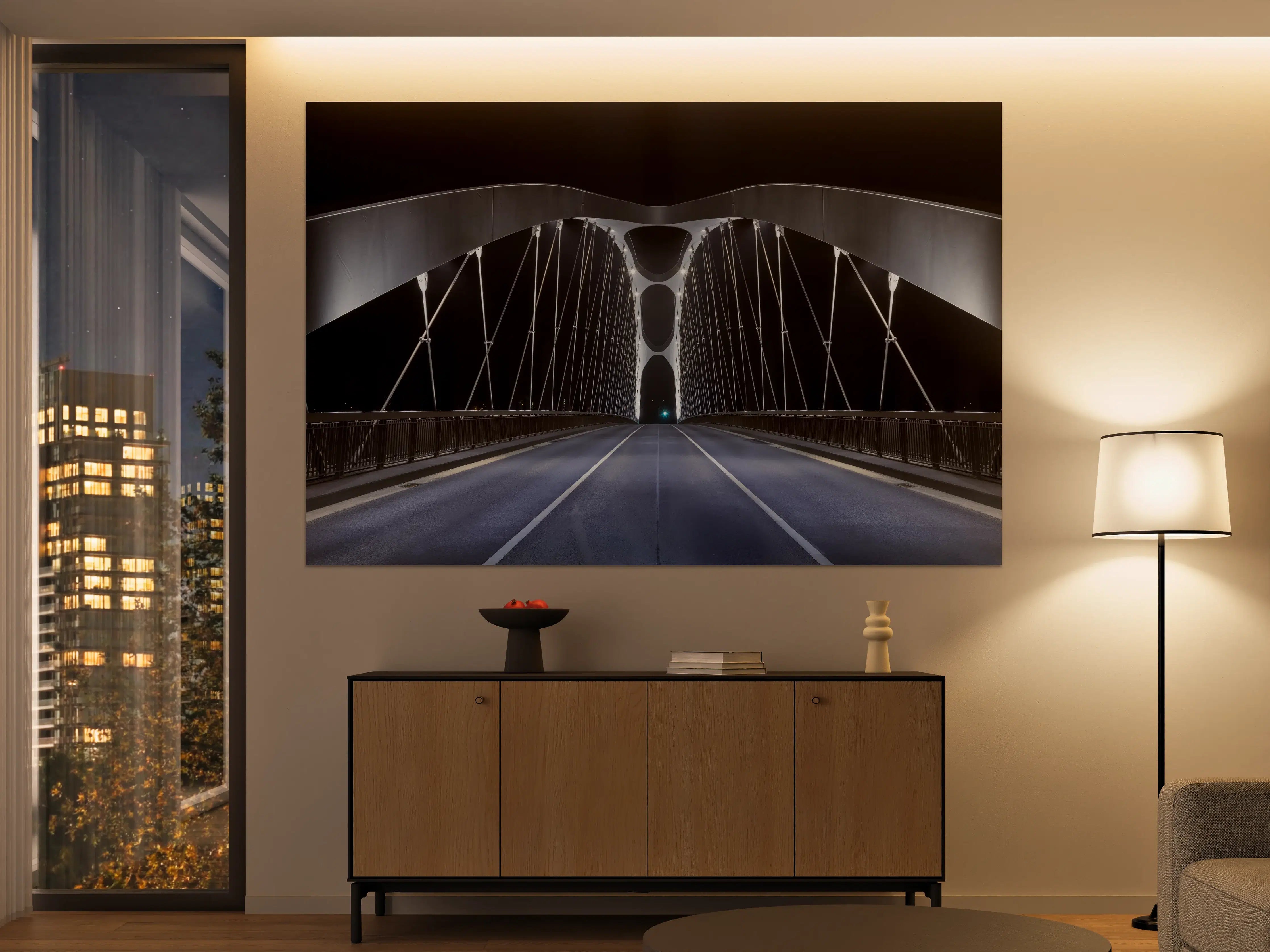 Große Wandbilder - Frankfurter Bogenbrücke bei Nacht
