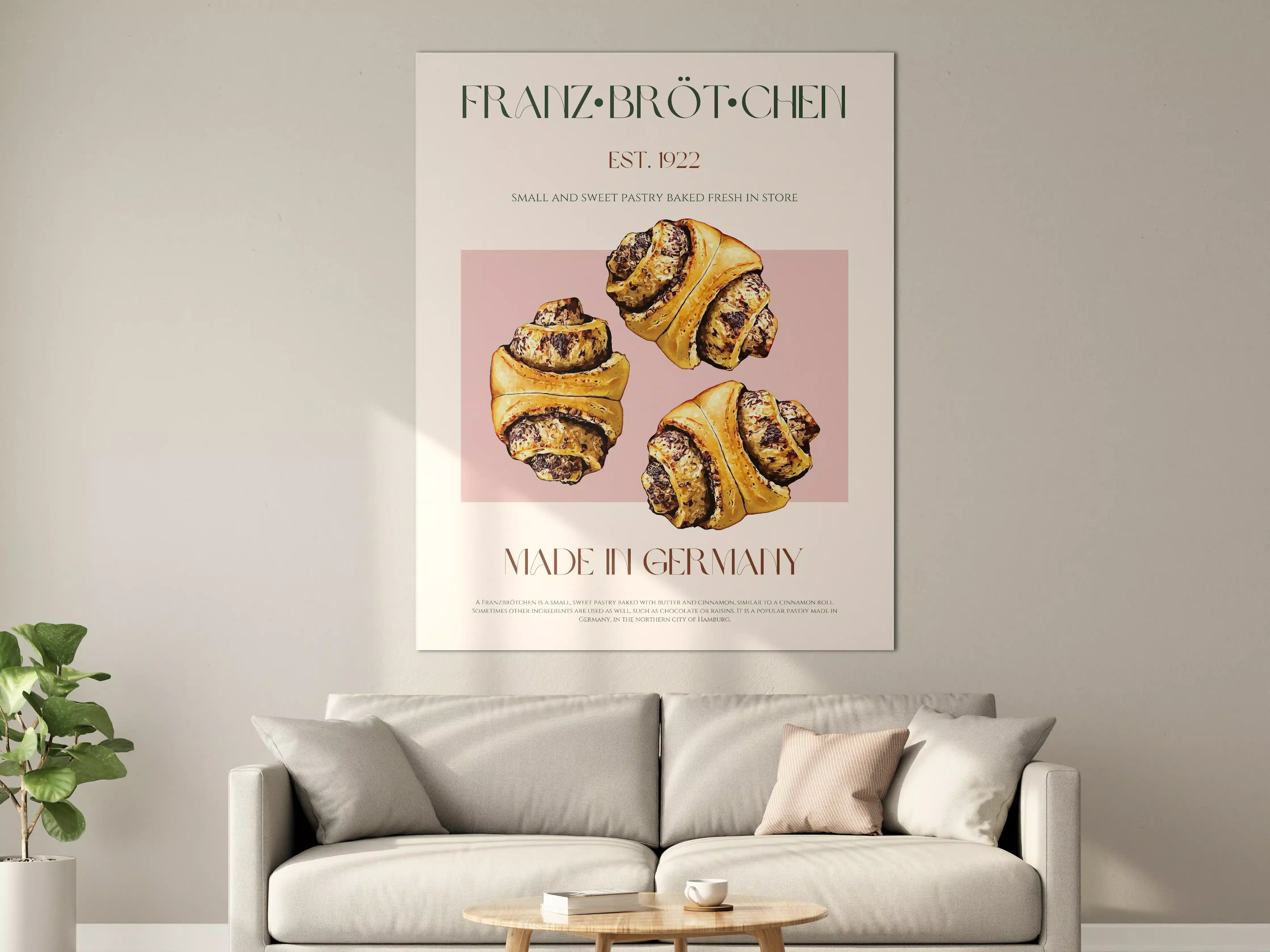 Große Wandbilder - Französische Croissants mit Schokoladenfüllung