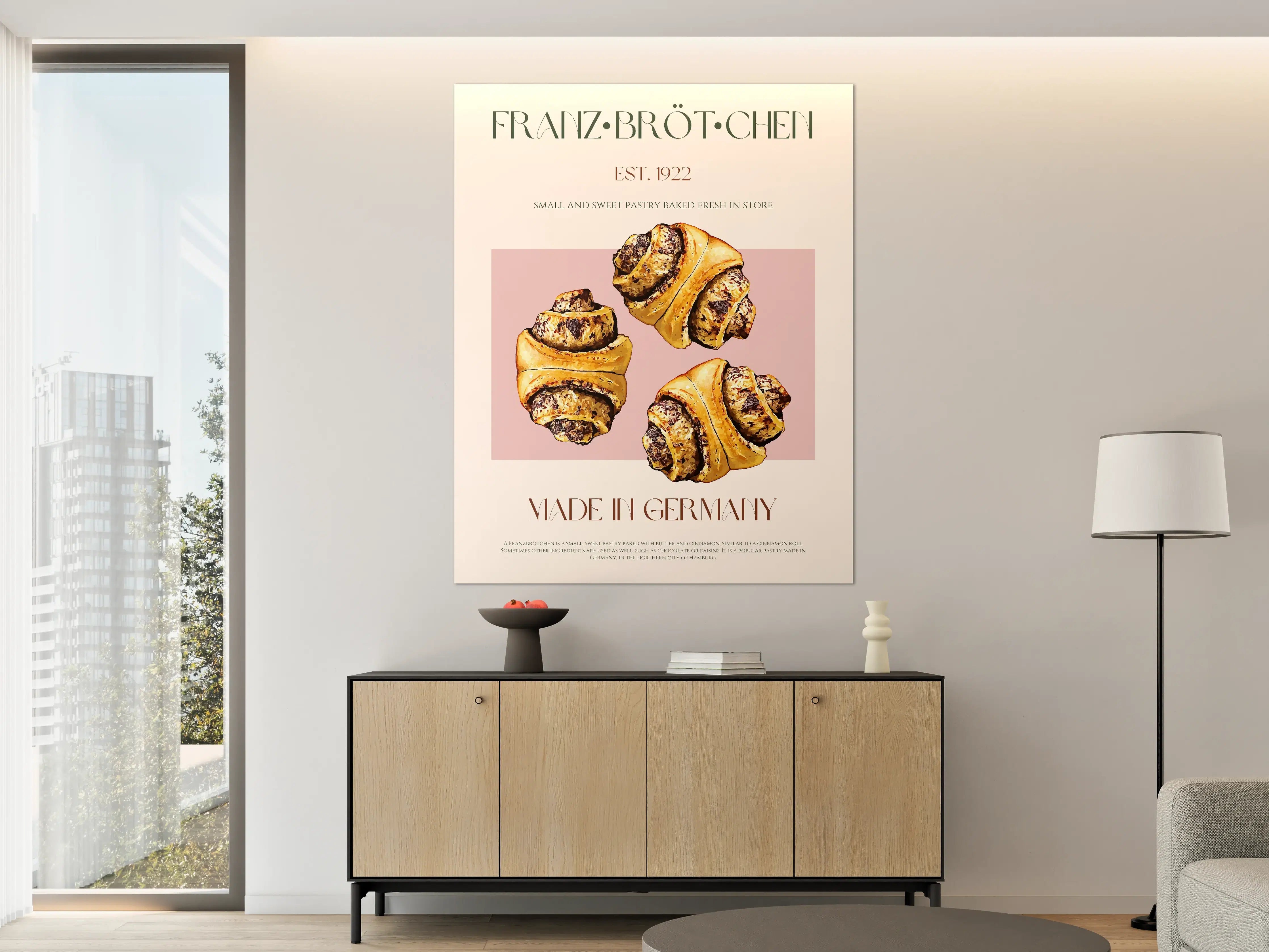 Große Wandbilder - Französische Croissants mit Schokoladenfüllung