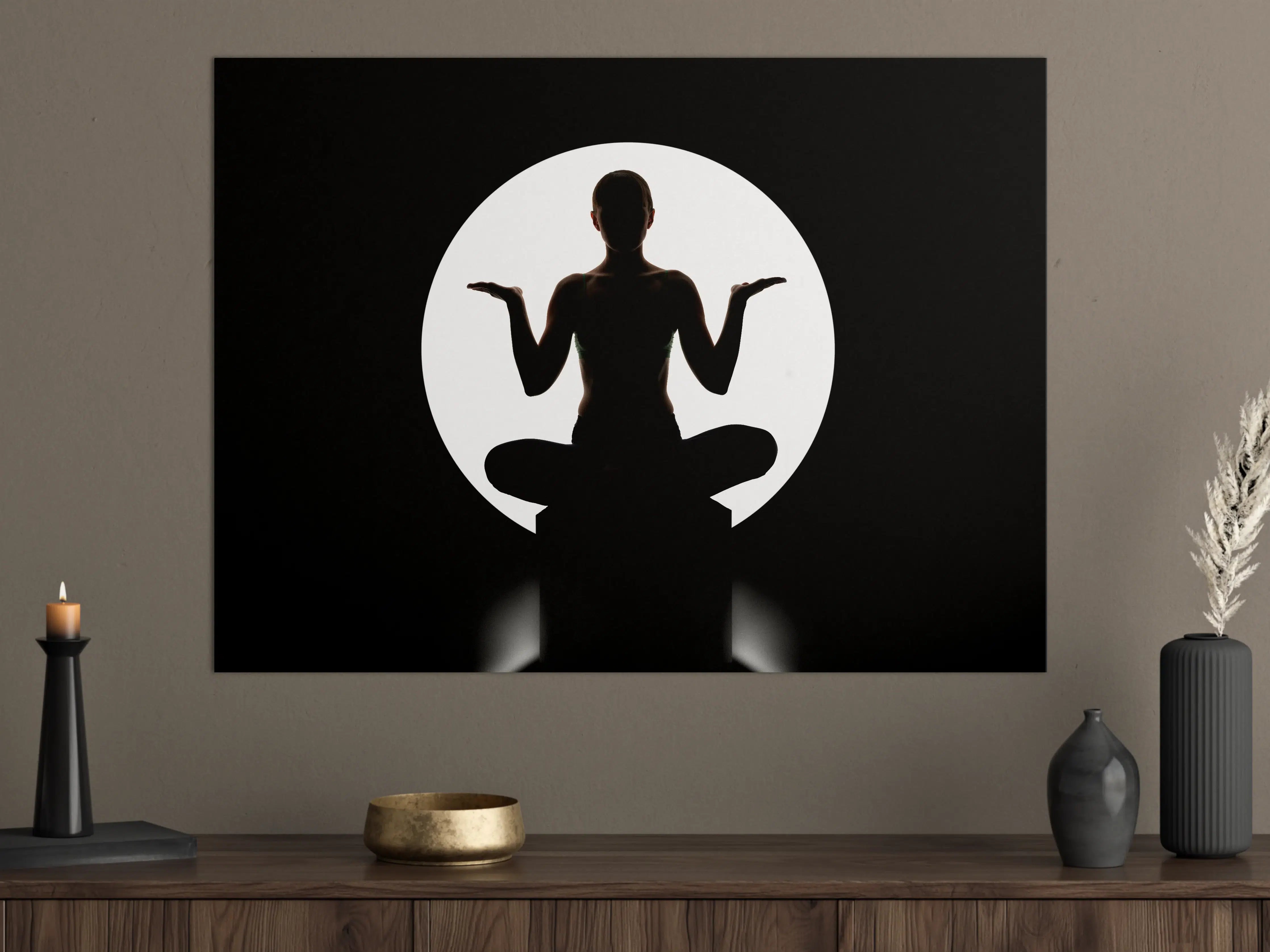Große Wandbilder - Frau Silhouette sitzt in Yoga-Pose