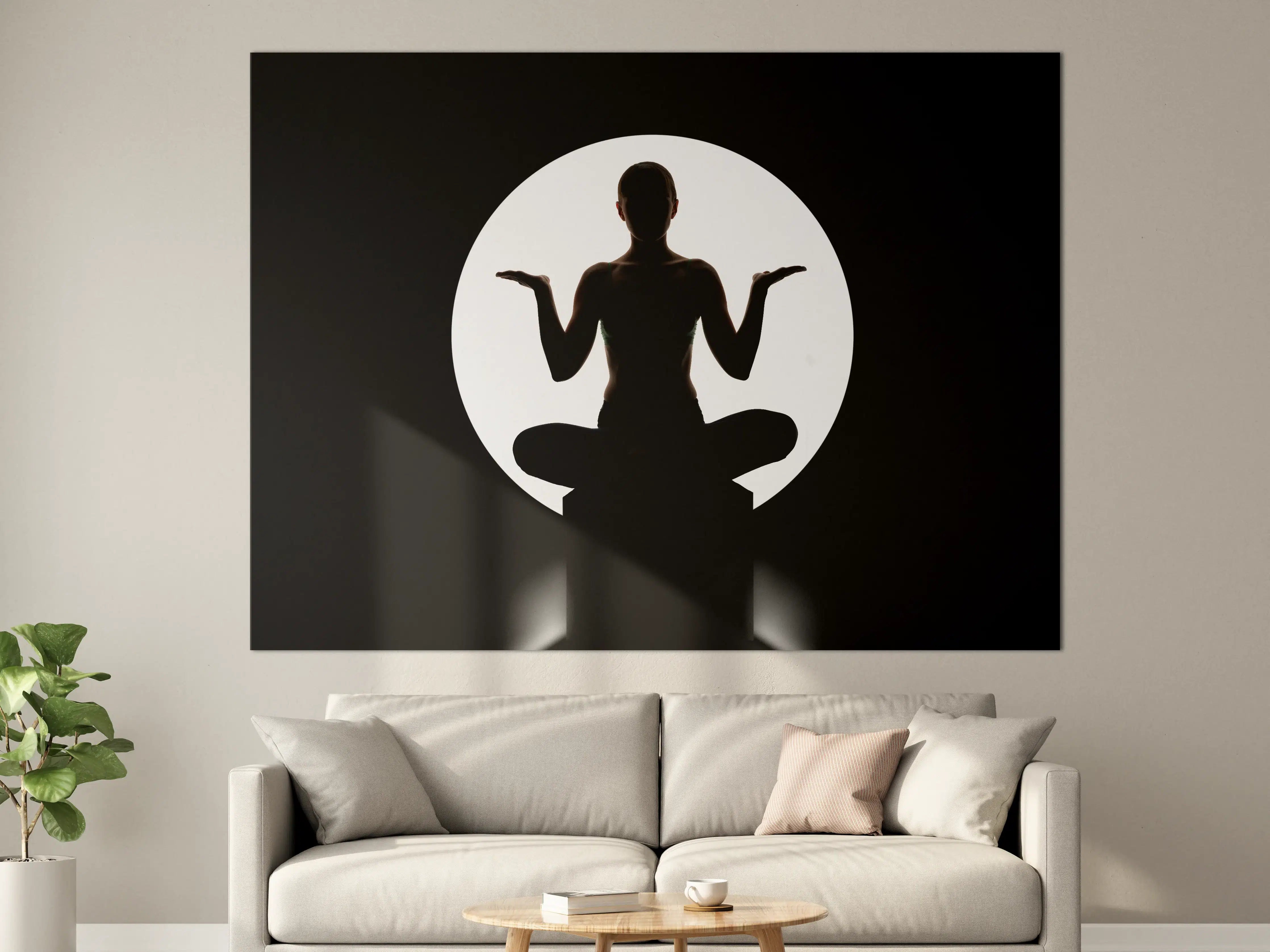 Große Wandbilder - Frau Silhouette sitzt in Yoga-Pose