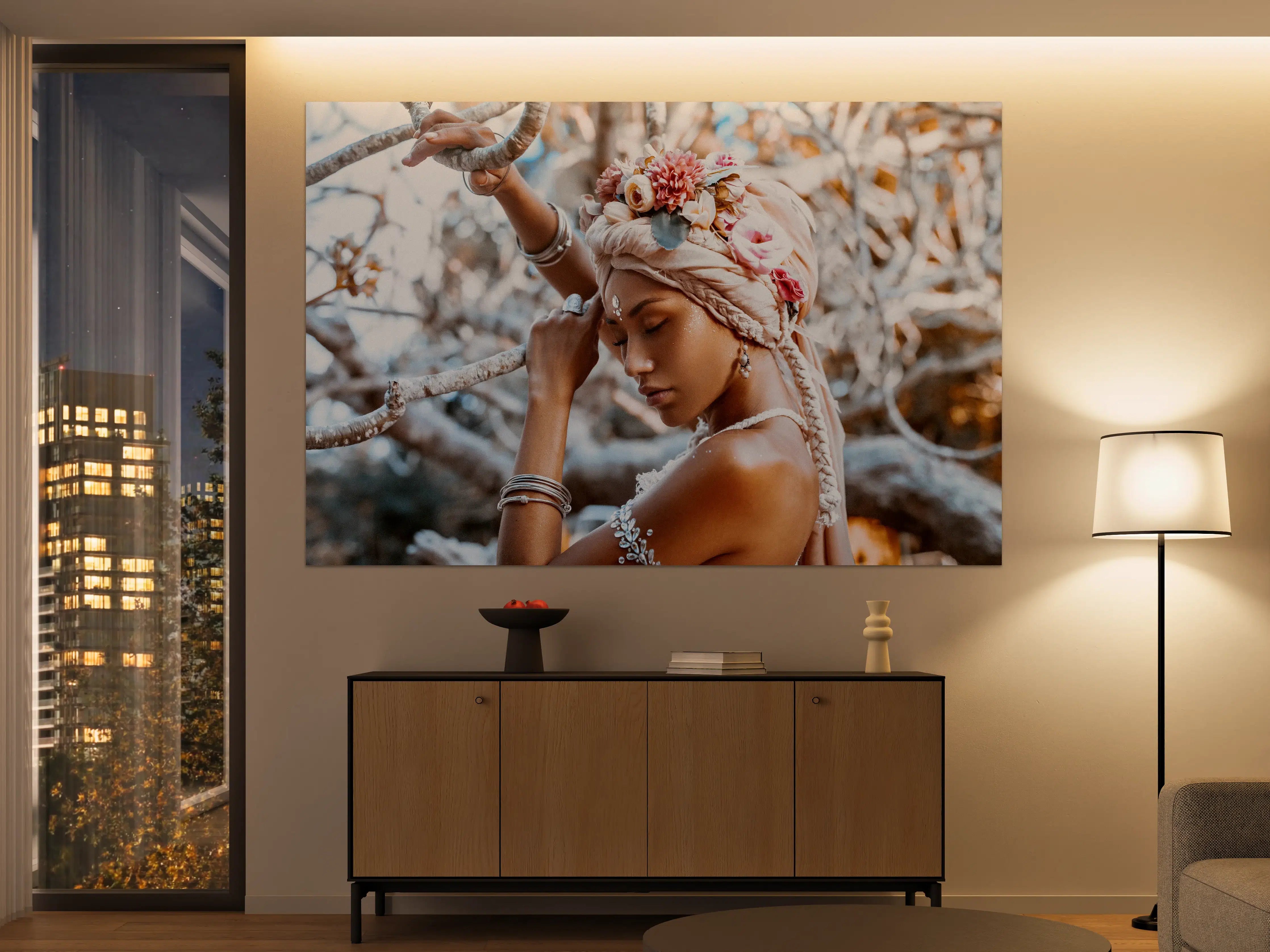 Große Wandbilder - Frau mit Blumenkranz