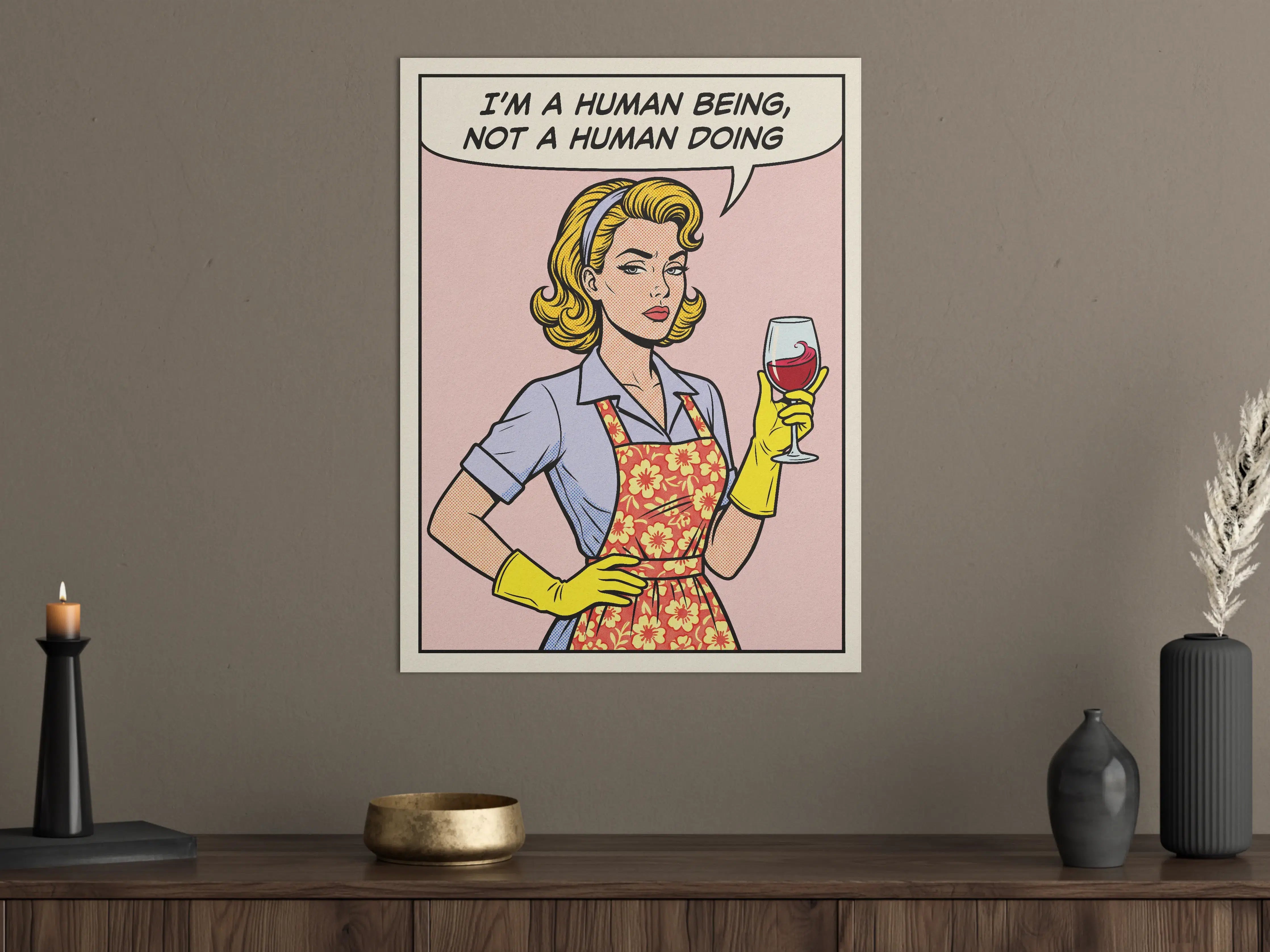 Große Wandbilder - Frau mit Weinglas und Retro-Comic-Stil