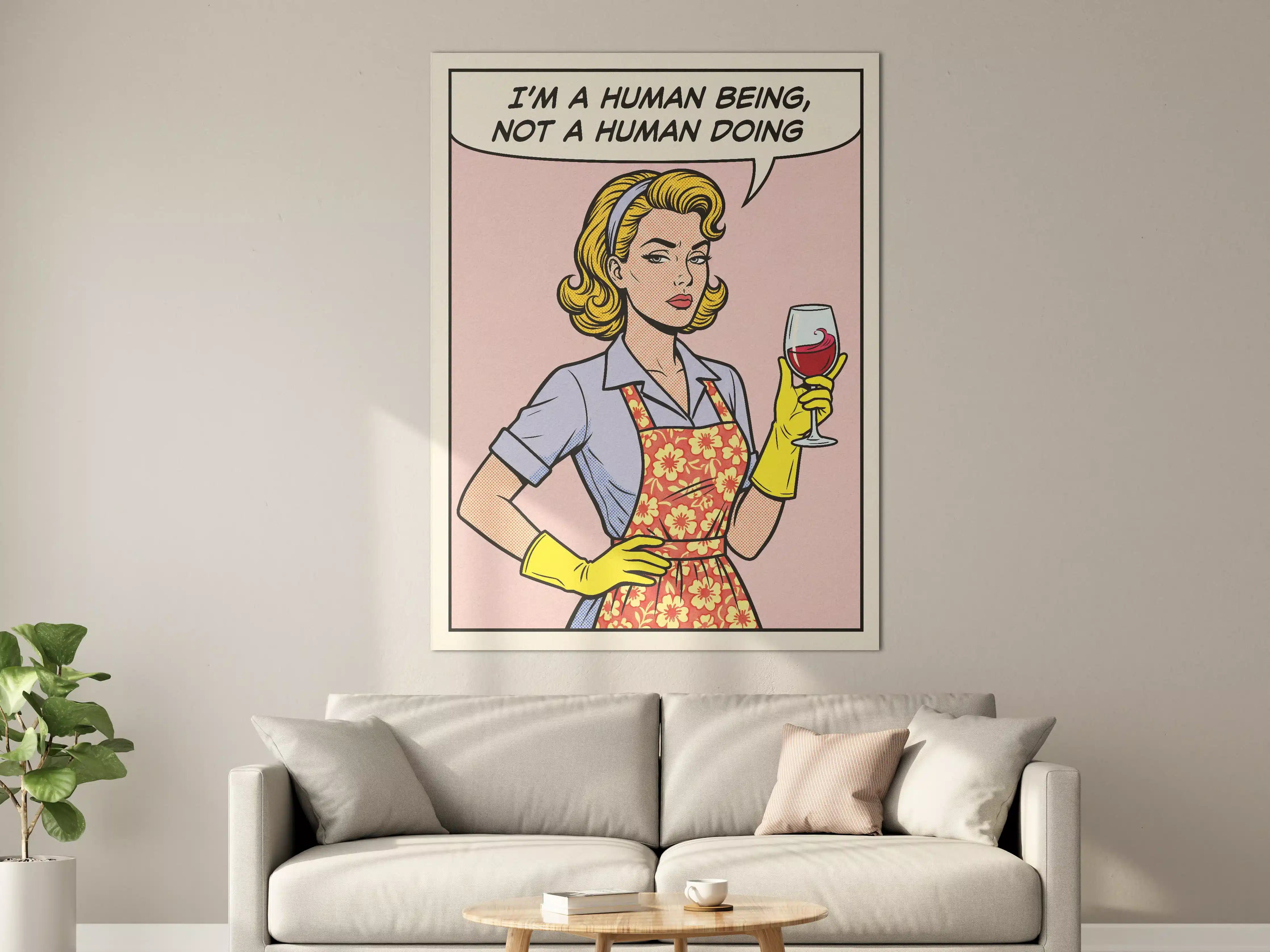 Große Wandbilder - Frau mit Weinglas und Retro-Comic-Stil