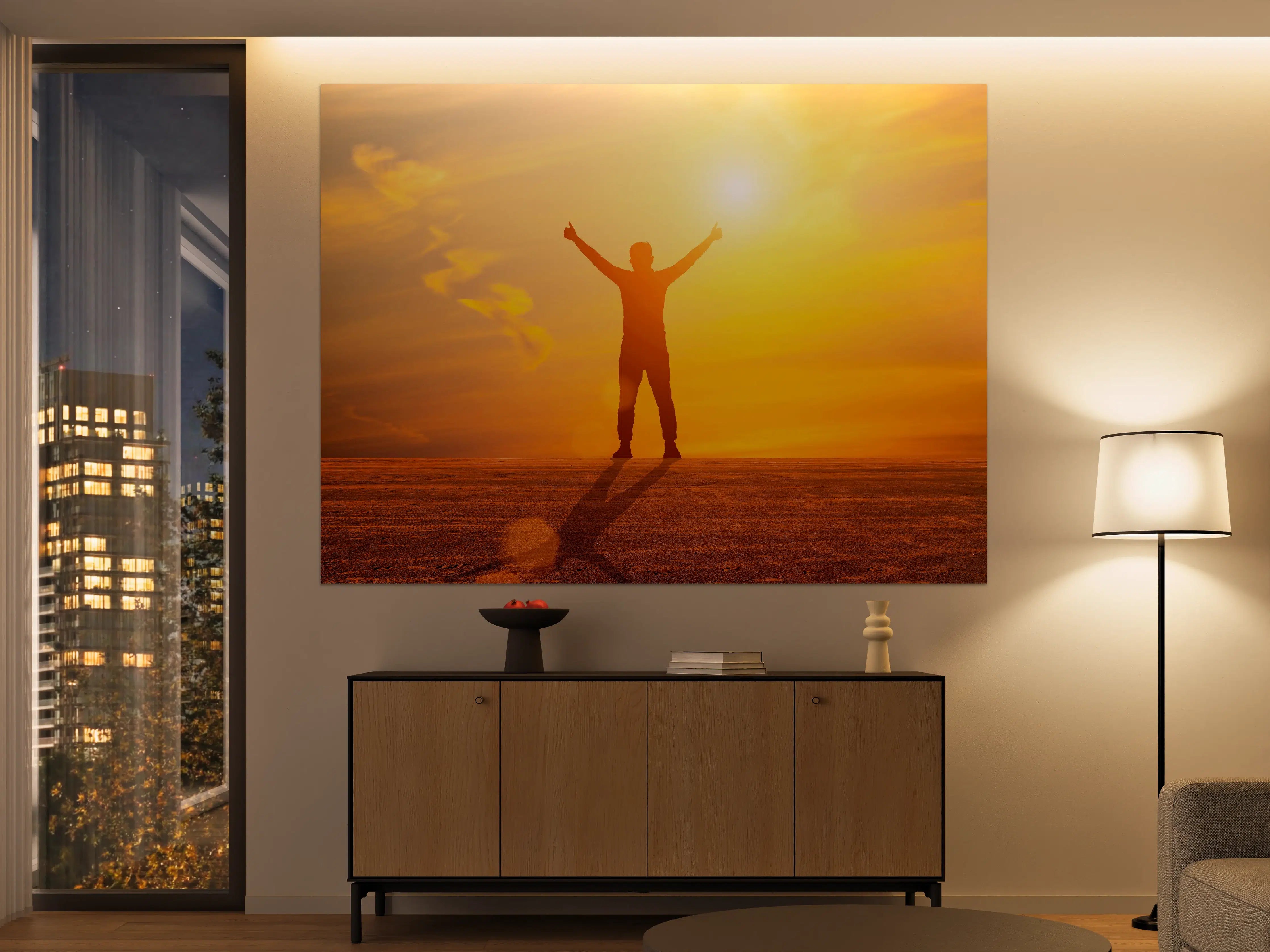 Große Wandbilder - Freier Mann im goldenen Licht der Sonne