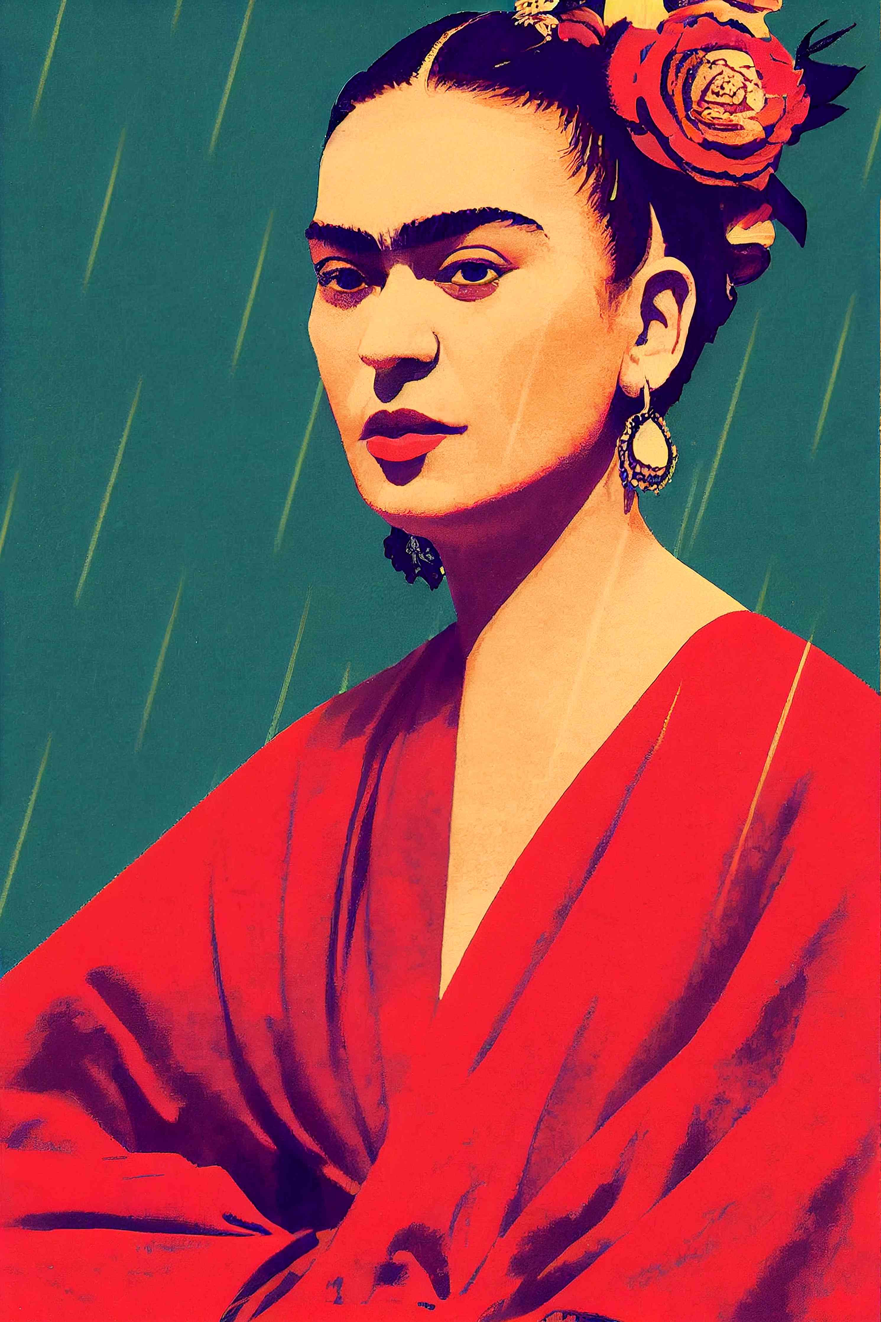 Große Wandbilder-Frida Kahlo Stil Porträt in lebendigen Farben