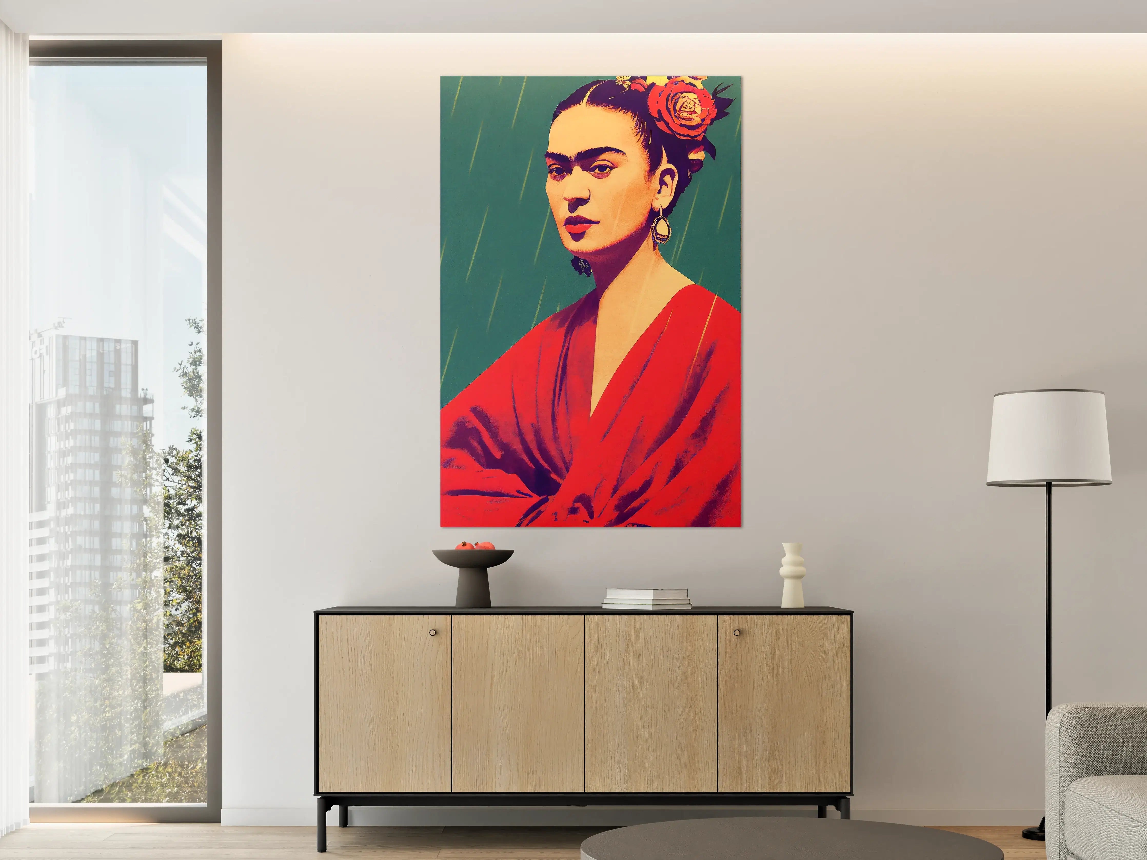 Große Wandbilder - Frida Kahlo Stil Porträt in lebendigen Farben