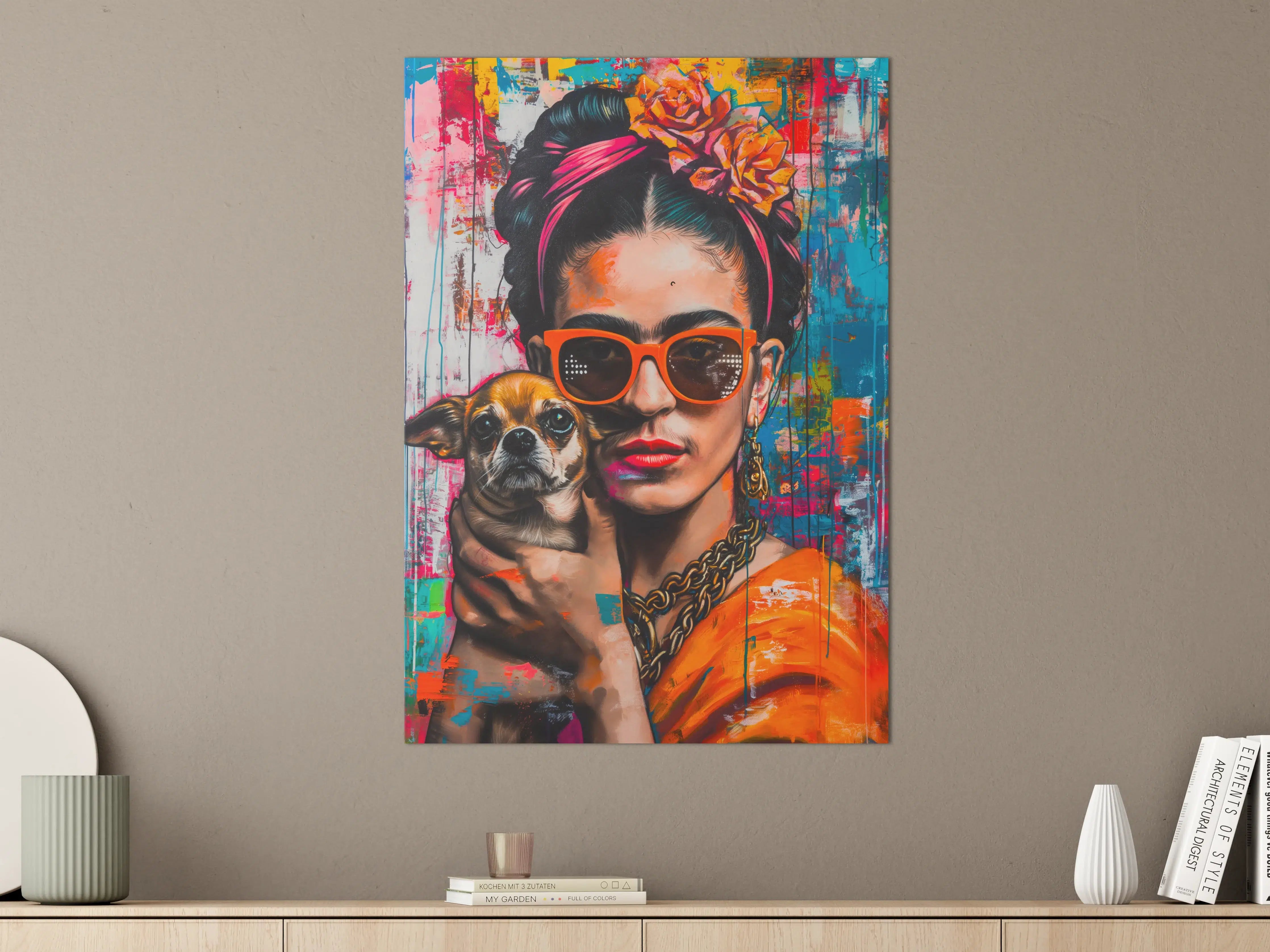 Große Wandbilder - Frida Kahlo inspirierte Porträtkunst mit lebendigen Farben