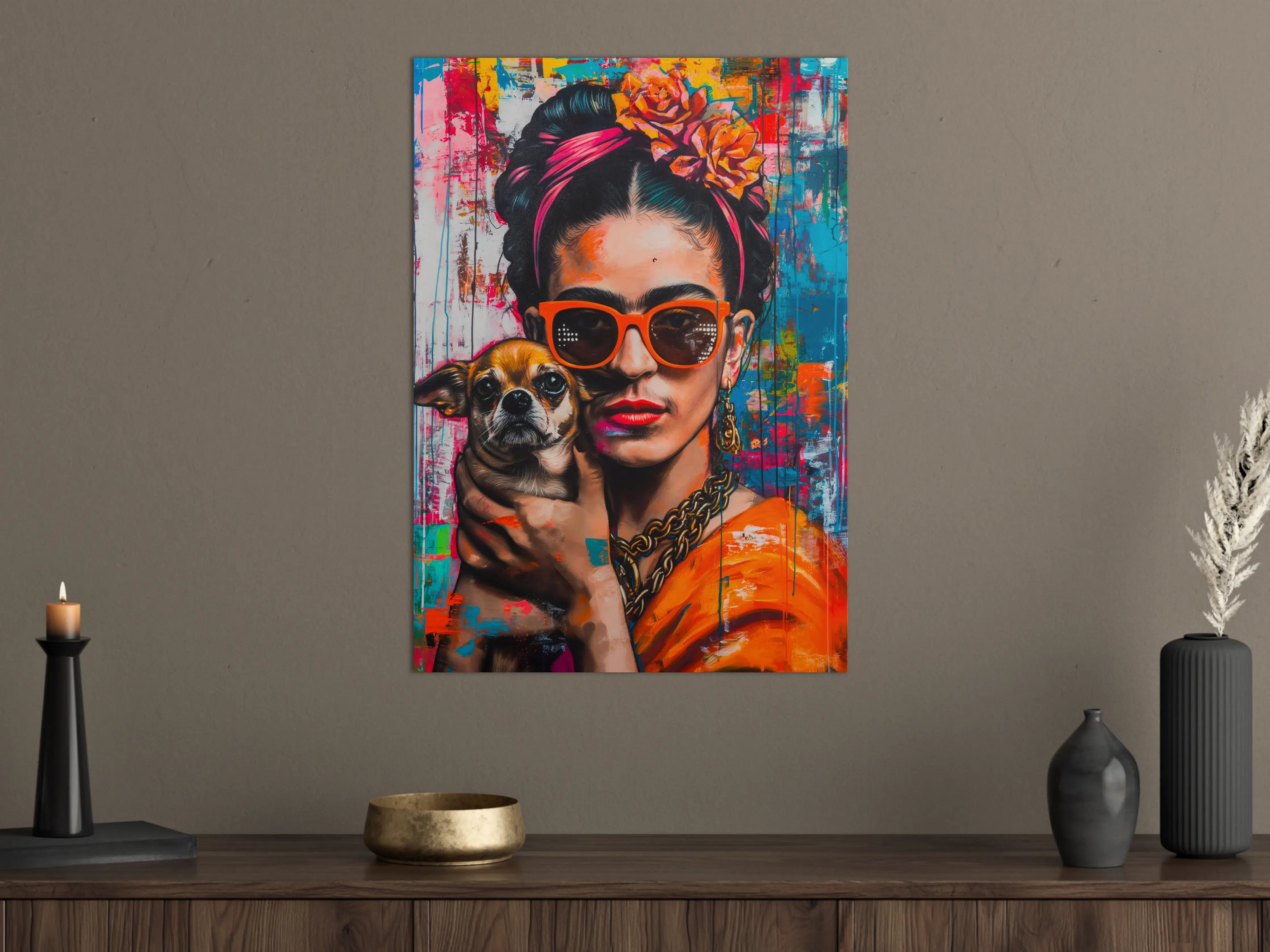 Große Wandbilder - Frida Kahlo inspirierte Porträtkunst mit lebendigen Farben