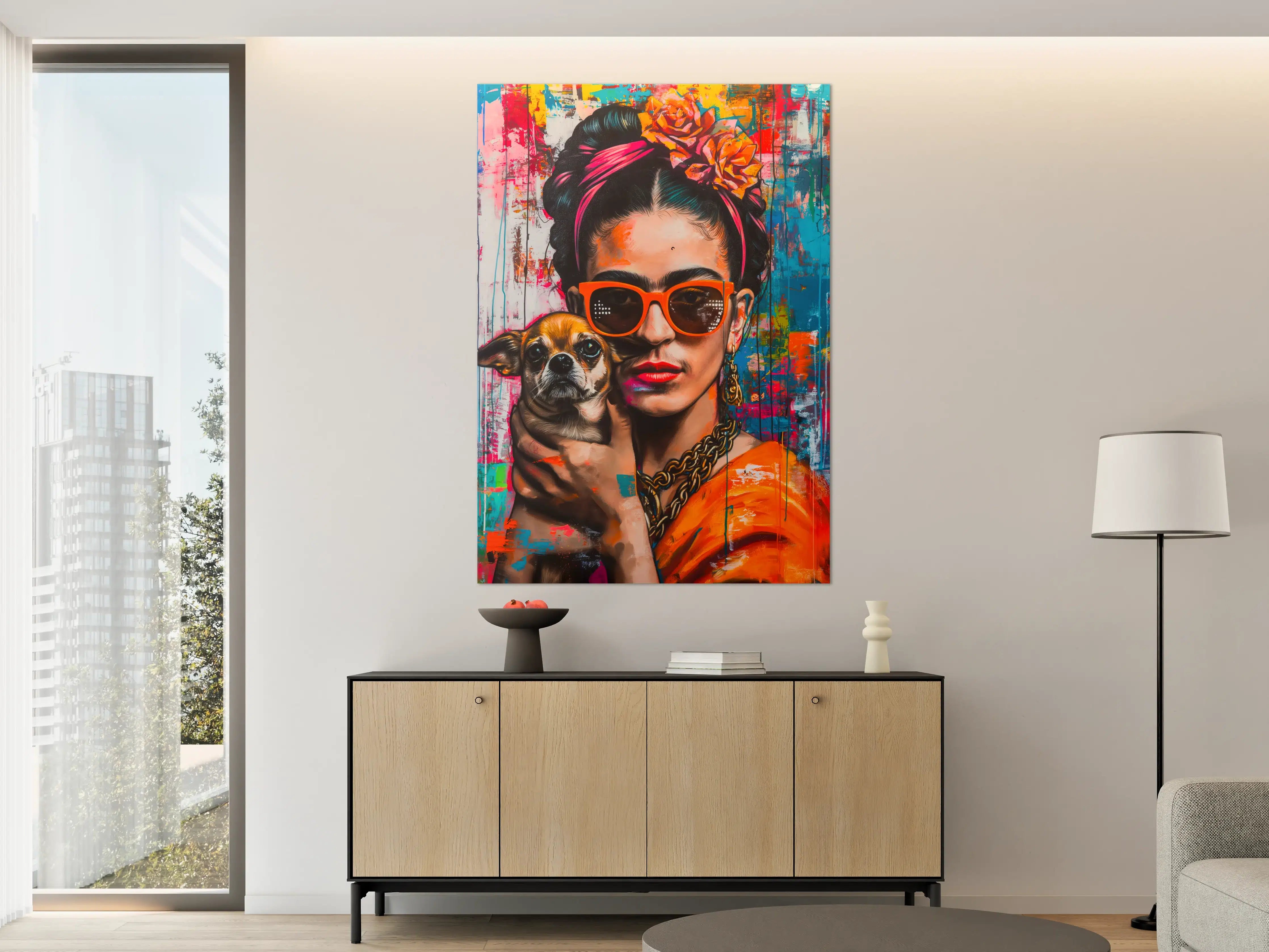 Große Wandbilder - Frida Kahlo inspirierte Porträtkunst mit lebendigen Farben