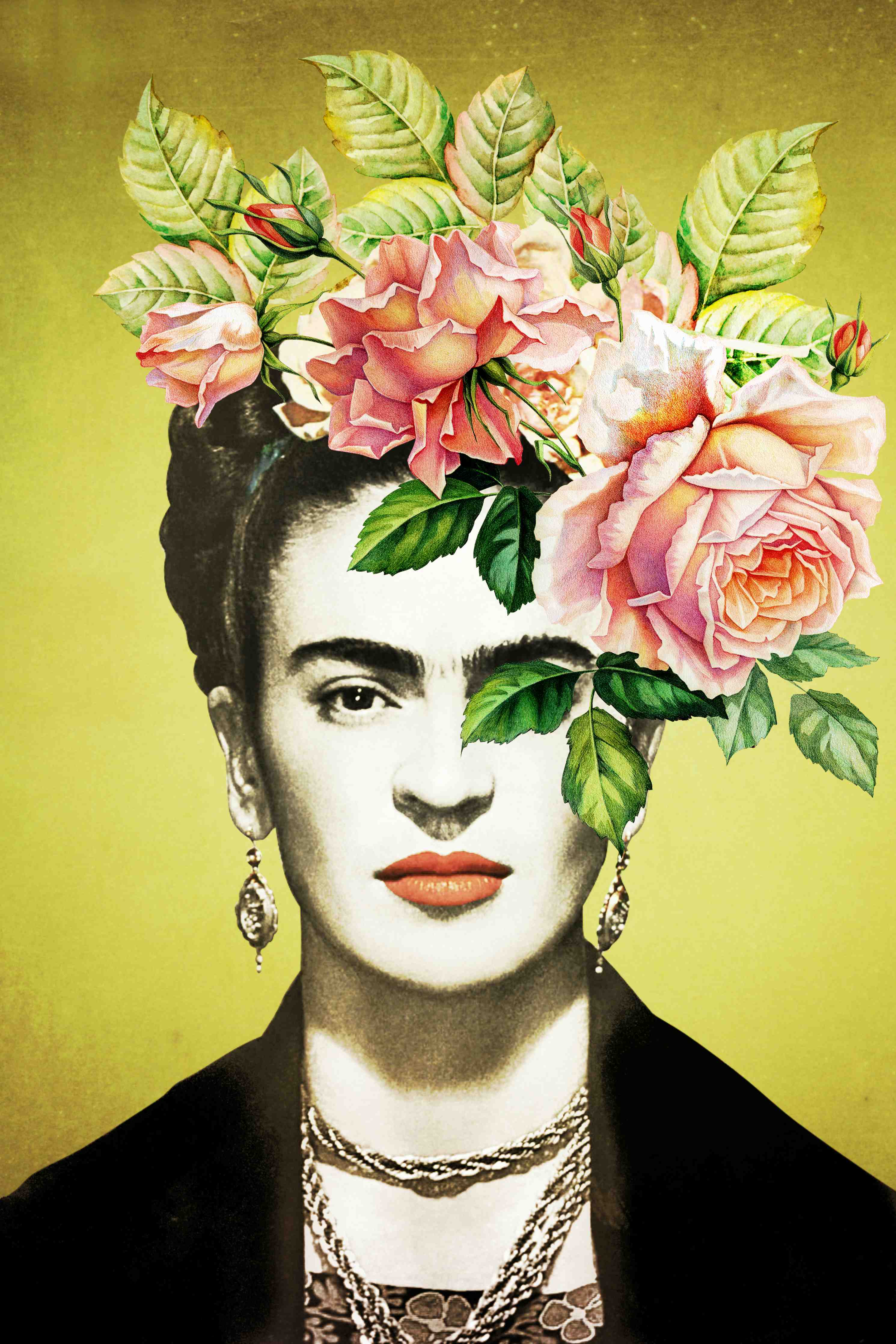 Große Wandbilder-Frida Kahlo inspiriertes Blumengesicht