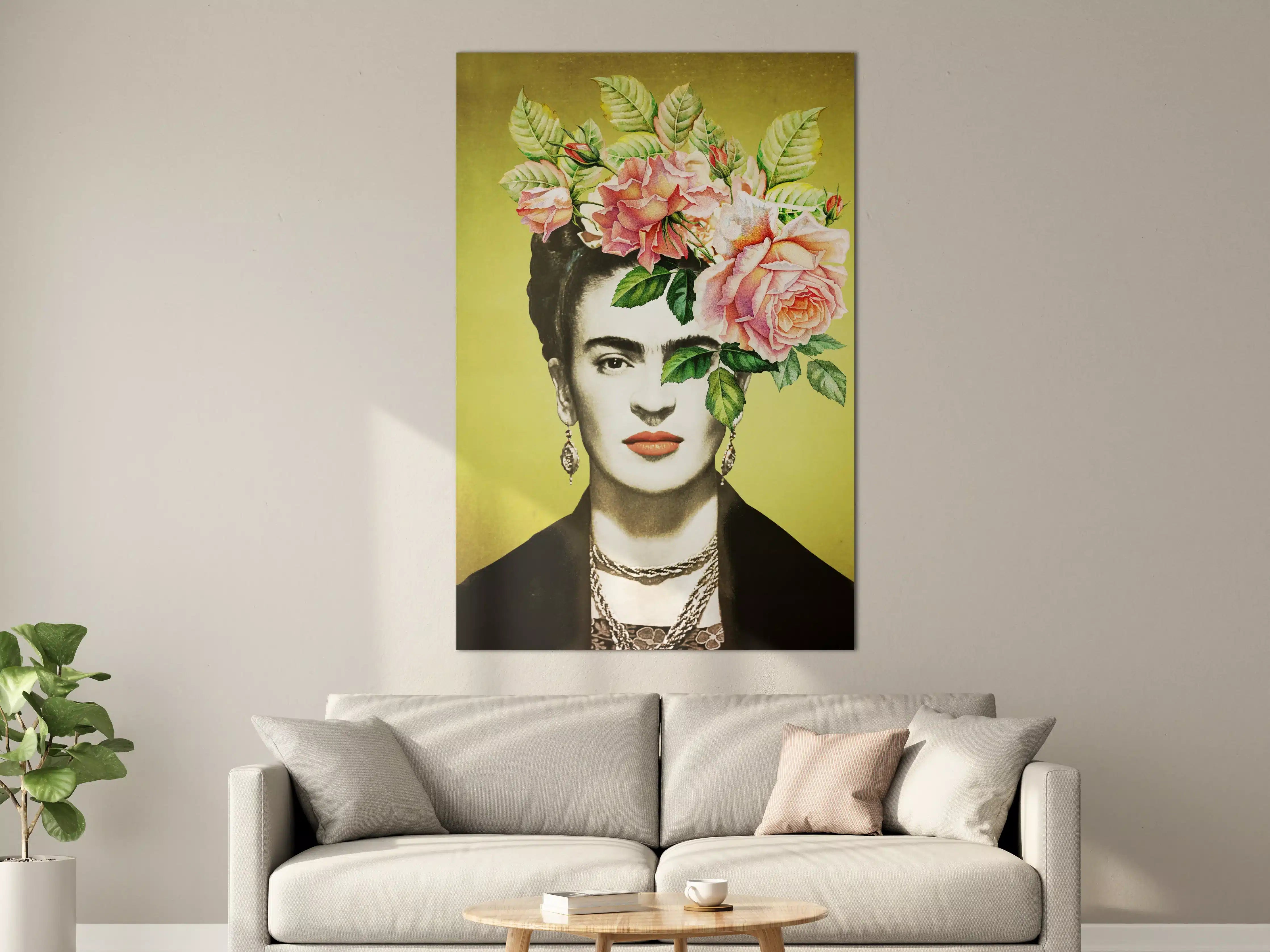 Große Wandbilder - Frida Kahlo inspiriertes Blumengesicht