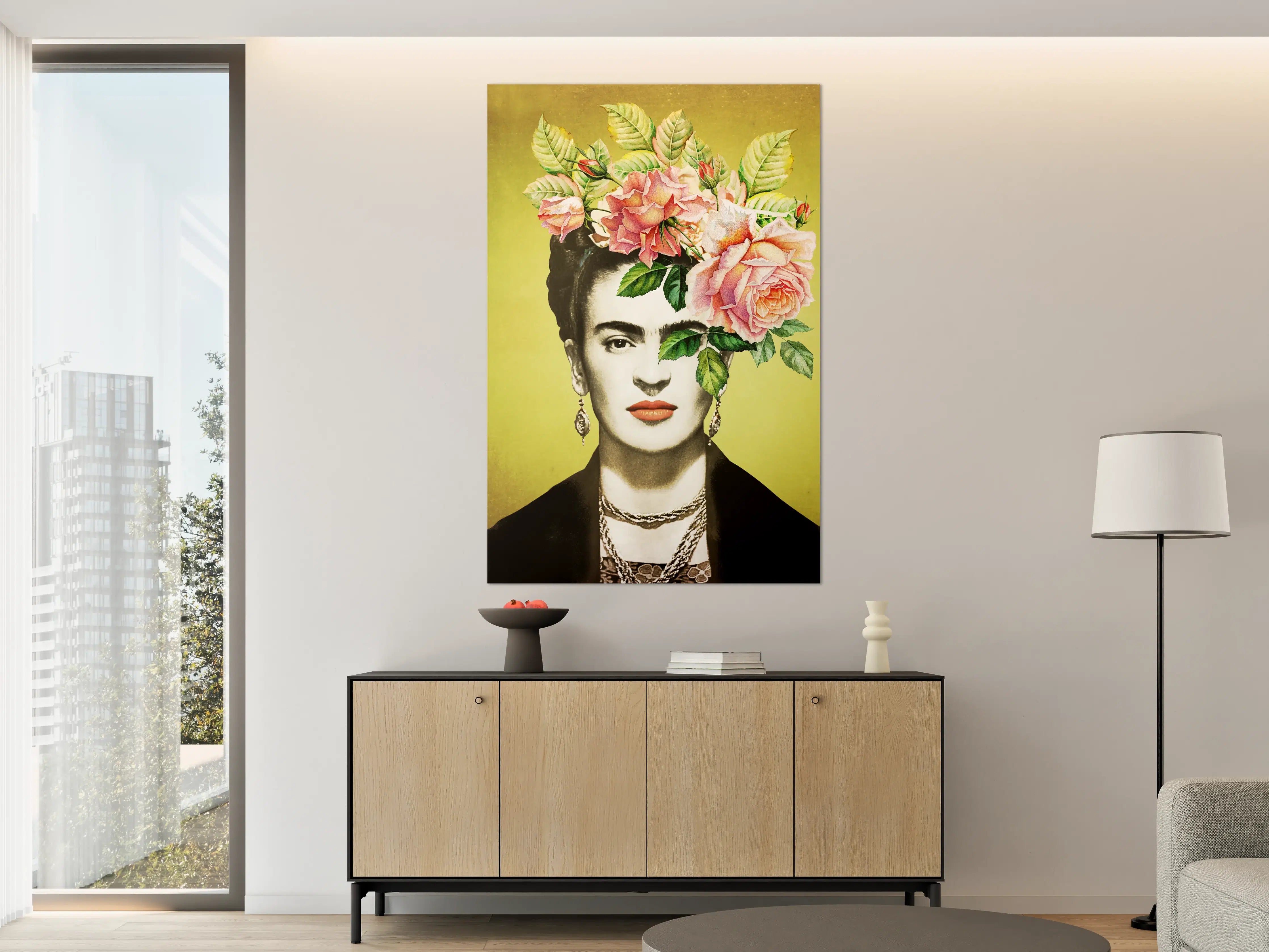 Große Wandbilder - Frida Kahlo inspiriertes Blumengesicht