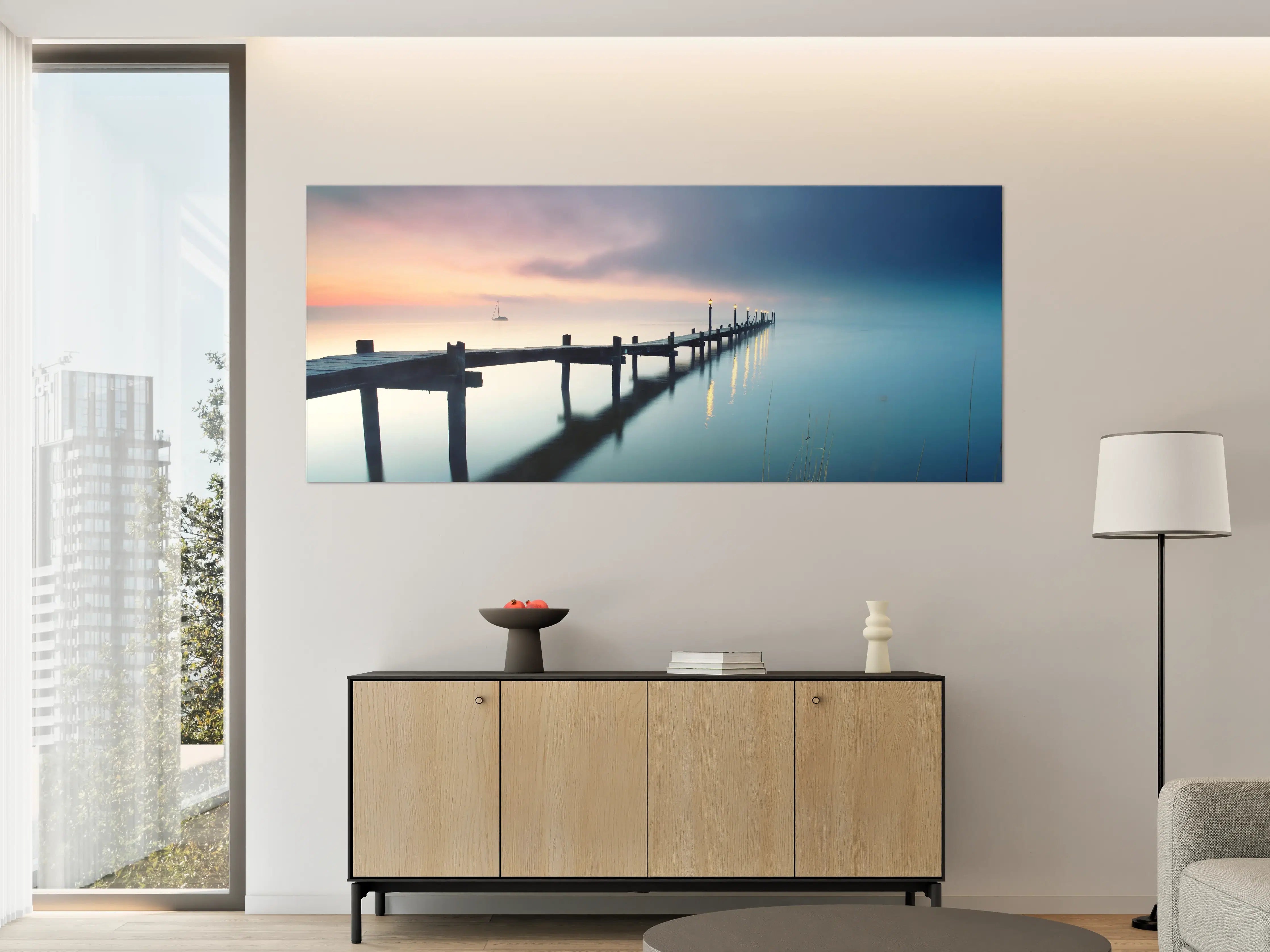 Große Wandbilder - Friedlicher Meer Steg am Morgen
