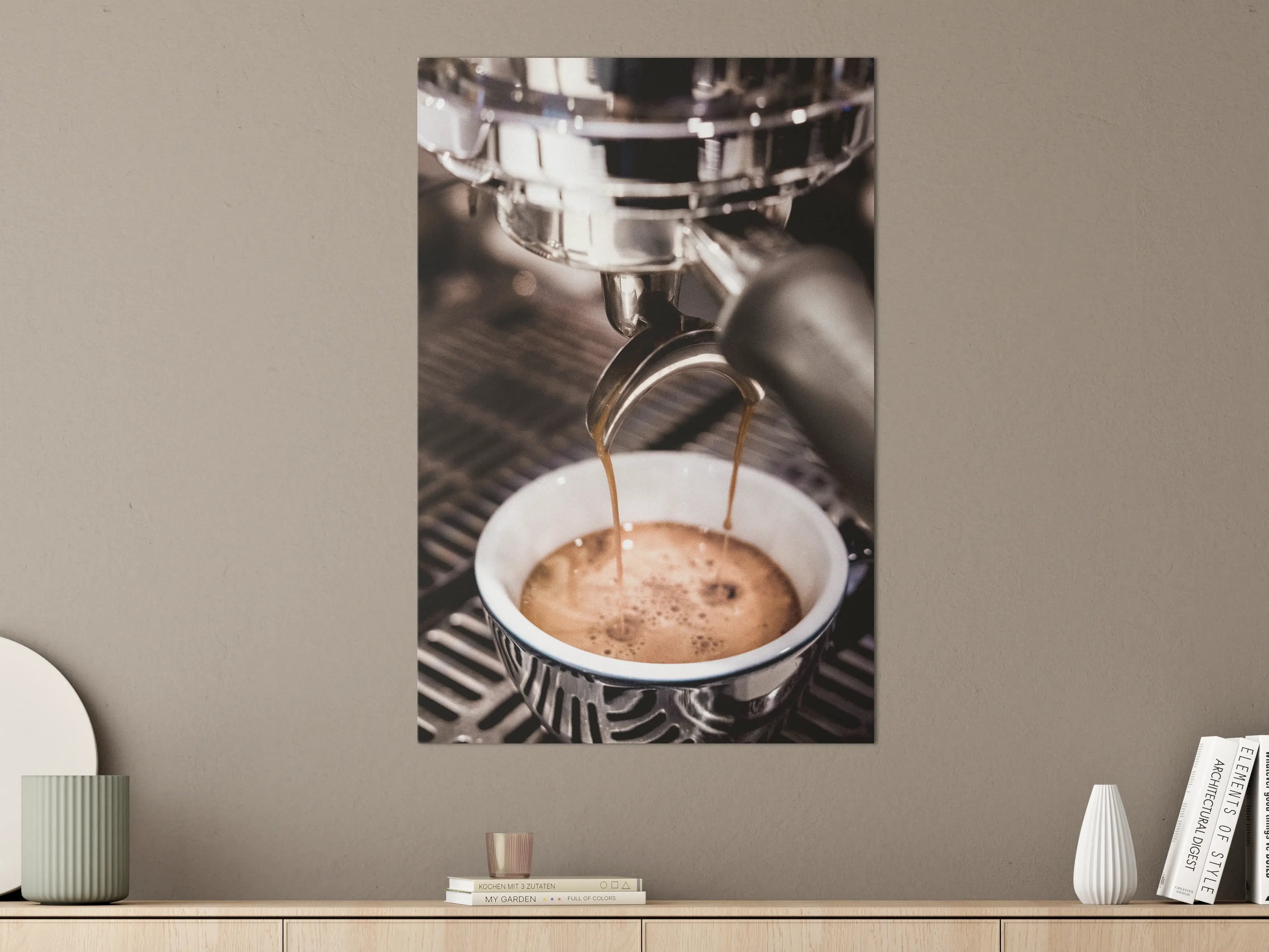 Große Wandbilder - Frisch zubereiteter Espresso aus Espressomaschine