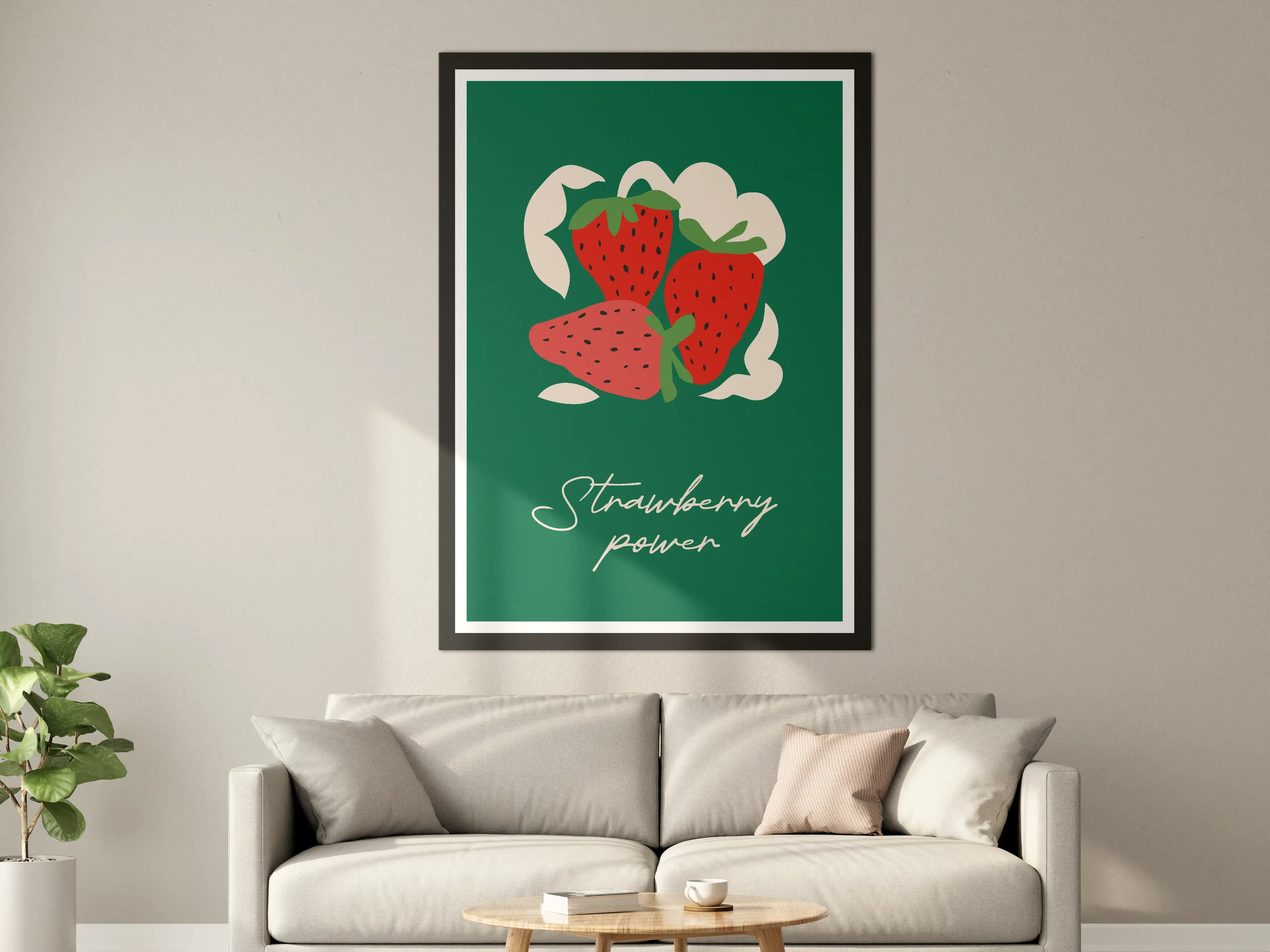 Große Wandbilder - Frische Erdbeeren auf grünem Hintergrund