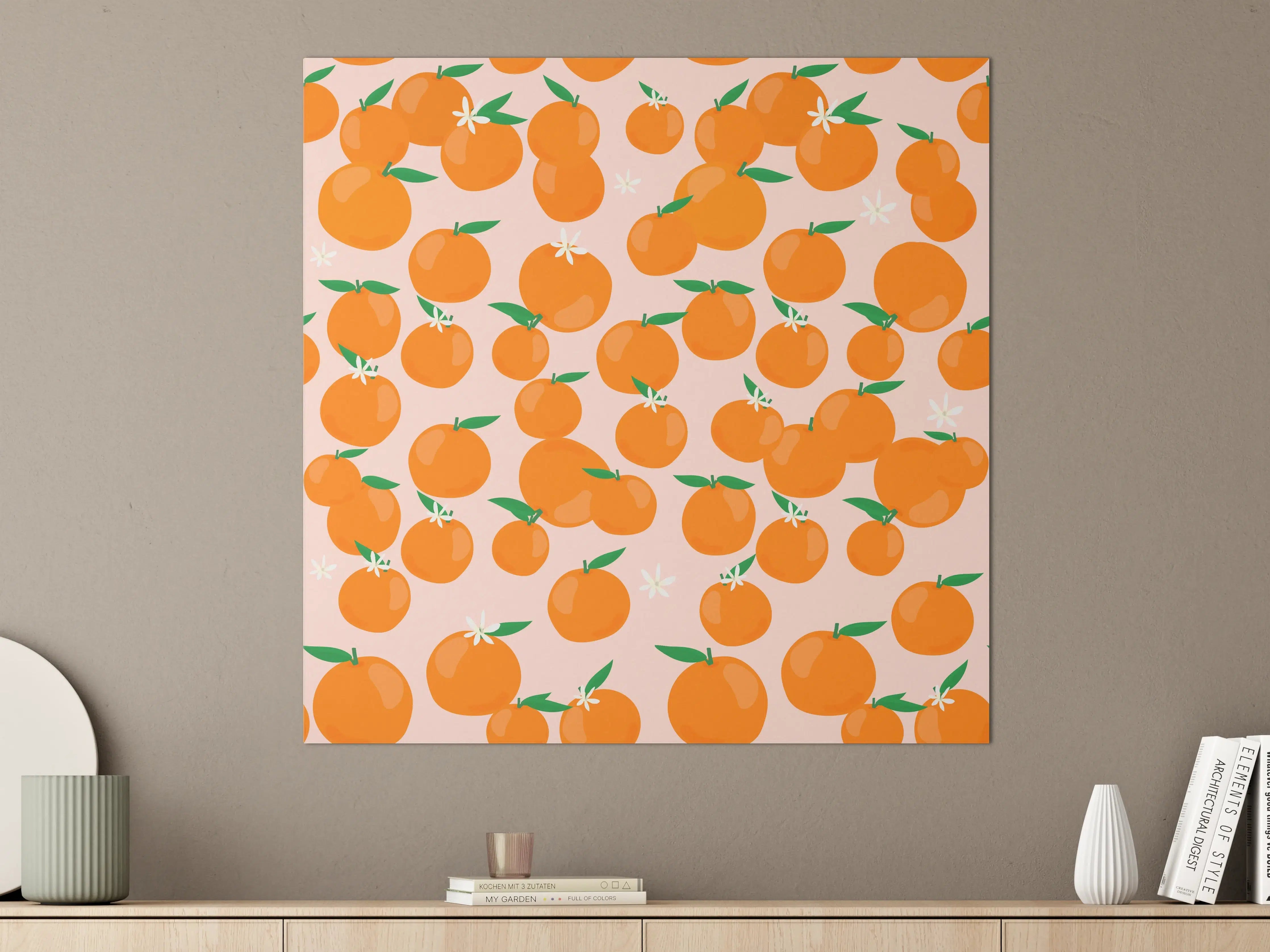 Große Wandbilder - Frische Orangen in Pastellpink