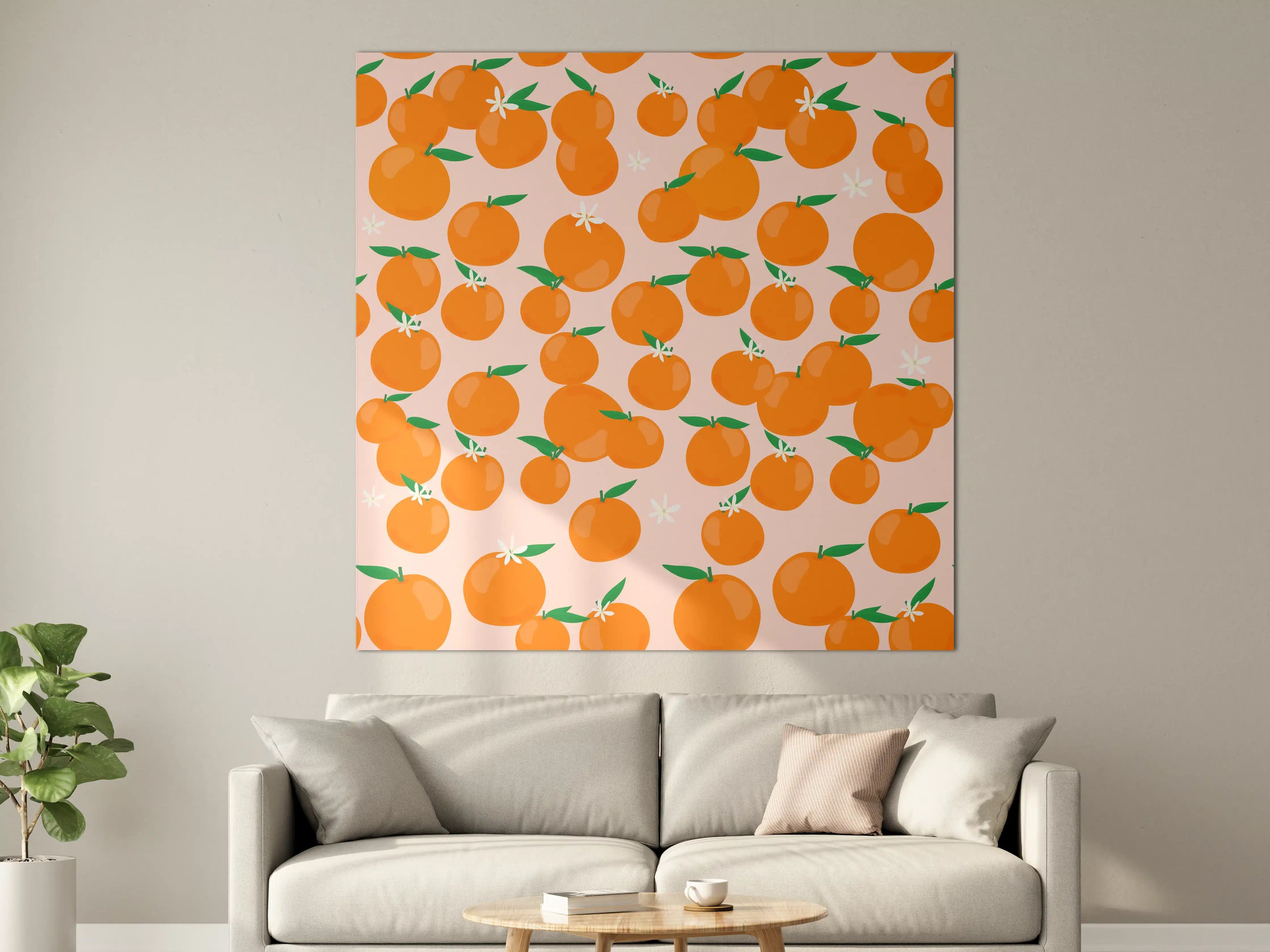Große Wandbilder - Frische Orangen in Pastellpink