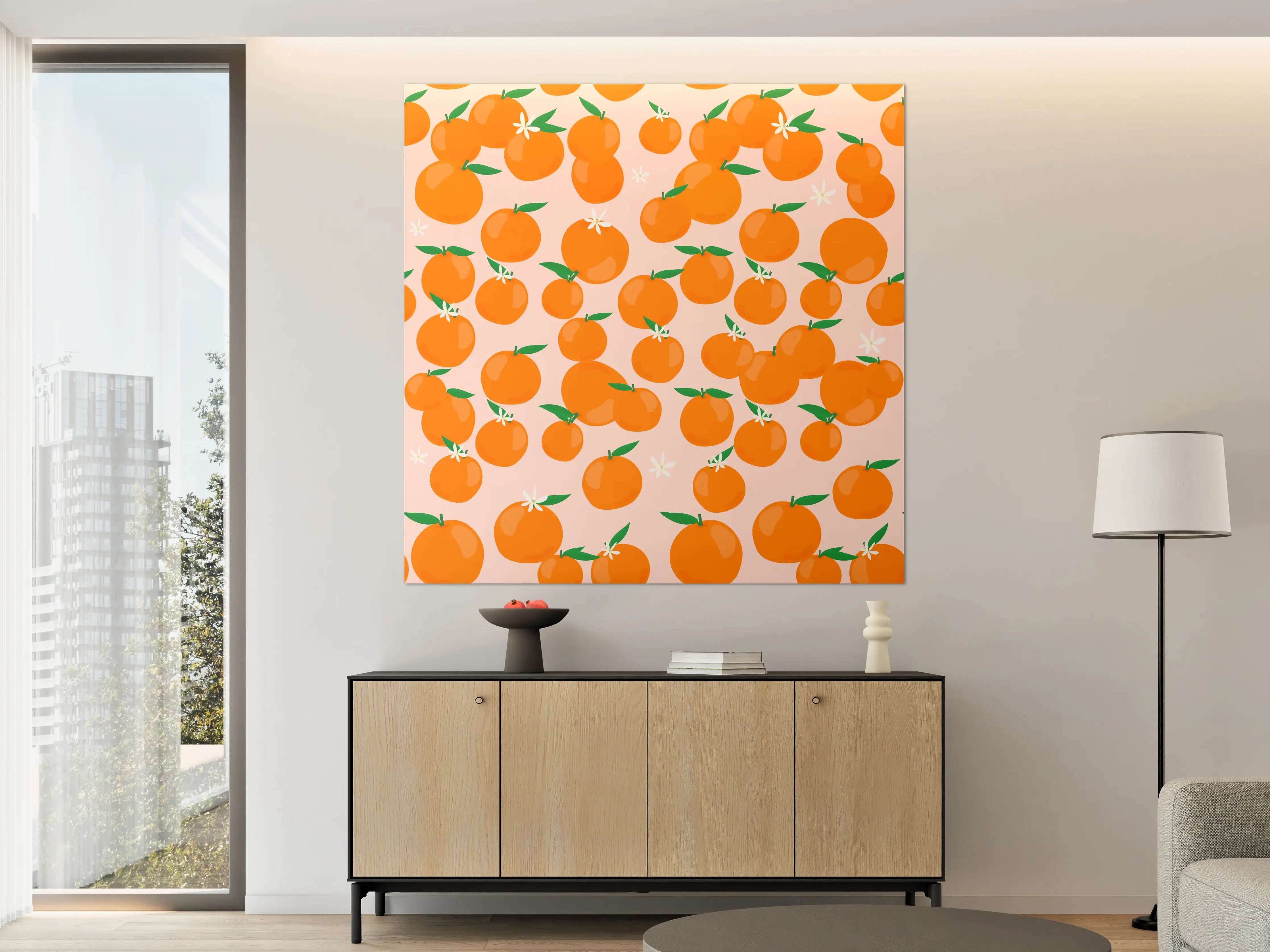Große Wandbilder - Frische Orangen in Pastellpink