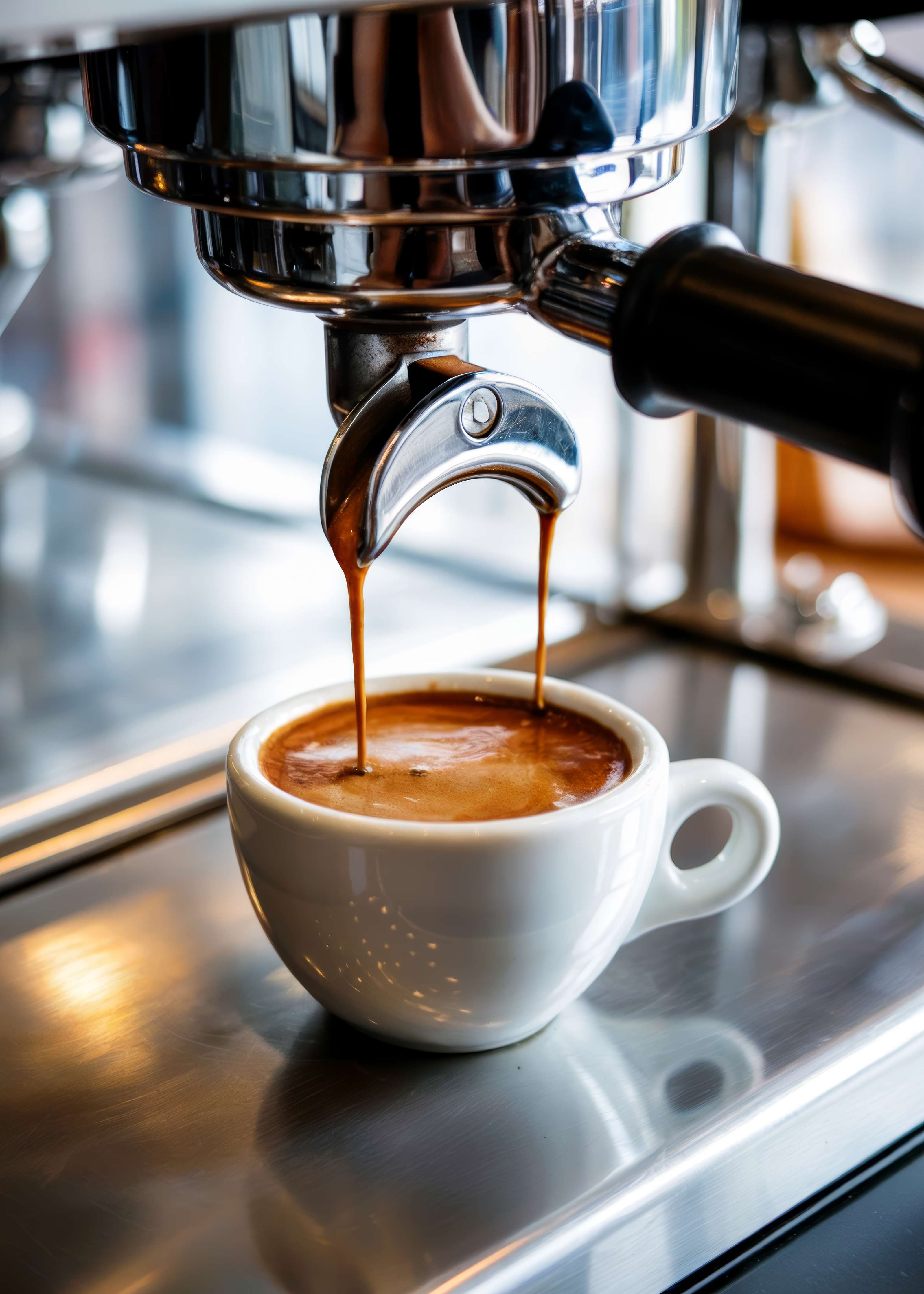 Große Wandbilder-Frischer Espressoauszug mit Kaffeebohnenoptik