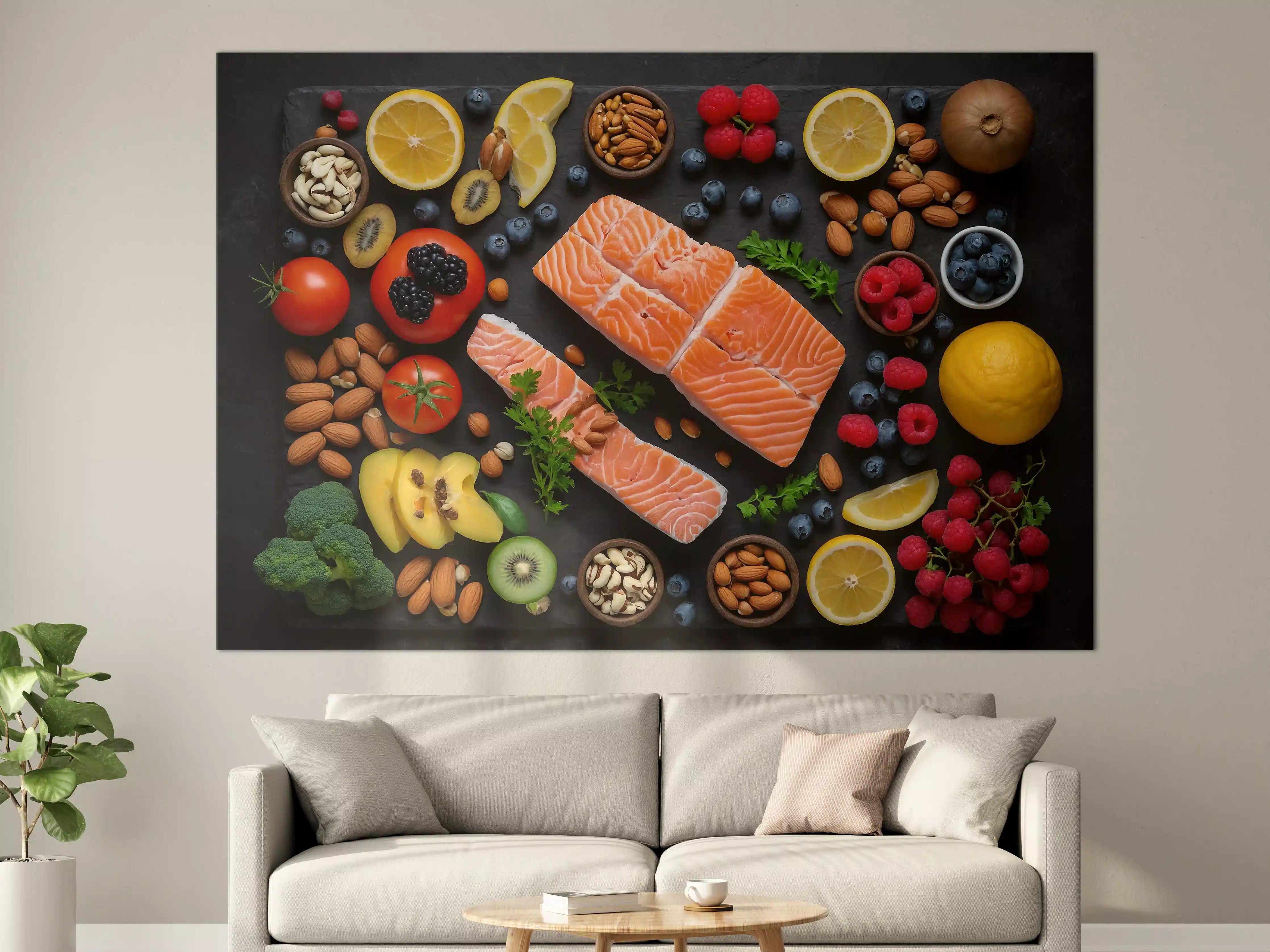 Große Wandbilder - Frischer Lachs mit Beeren