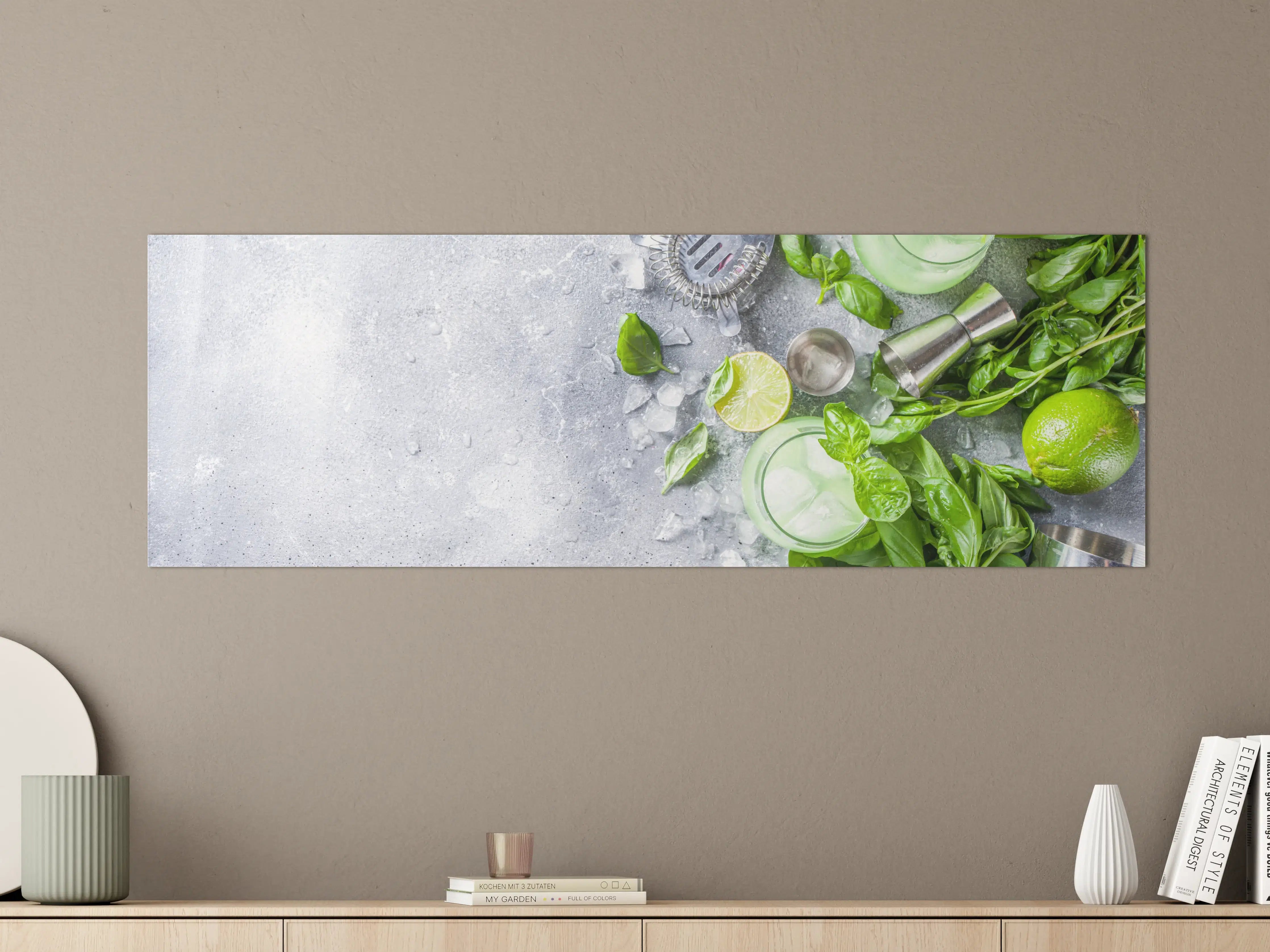 Große Wandbilder - Frischer Limetten-Mojito mit Minzblättern