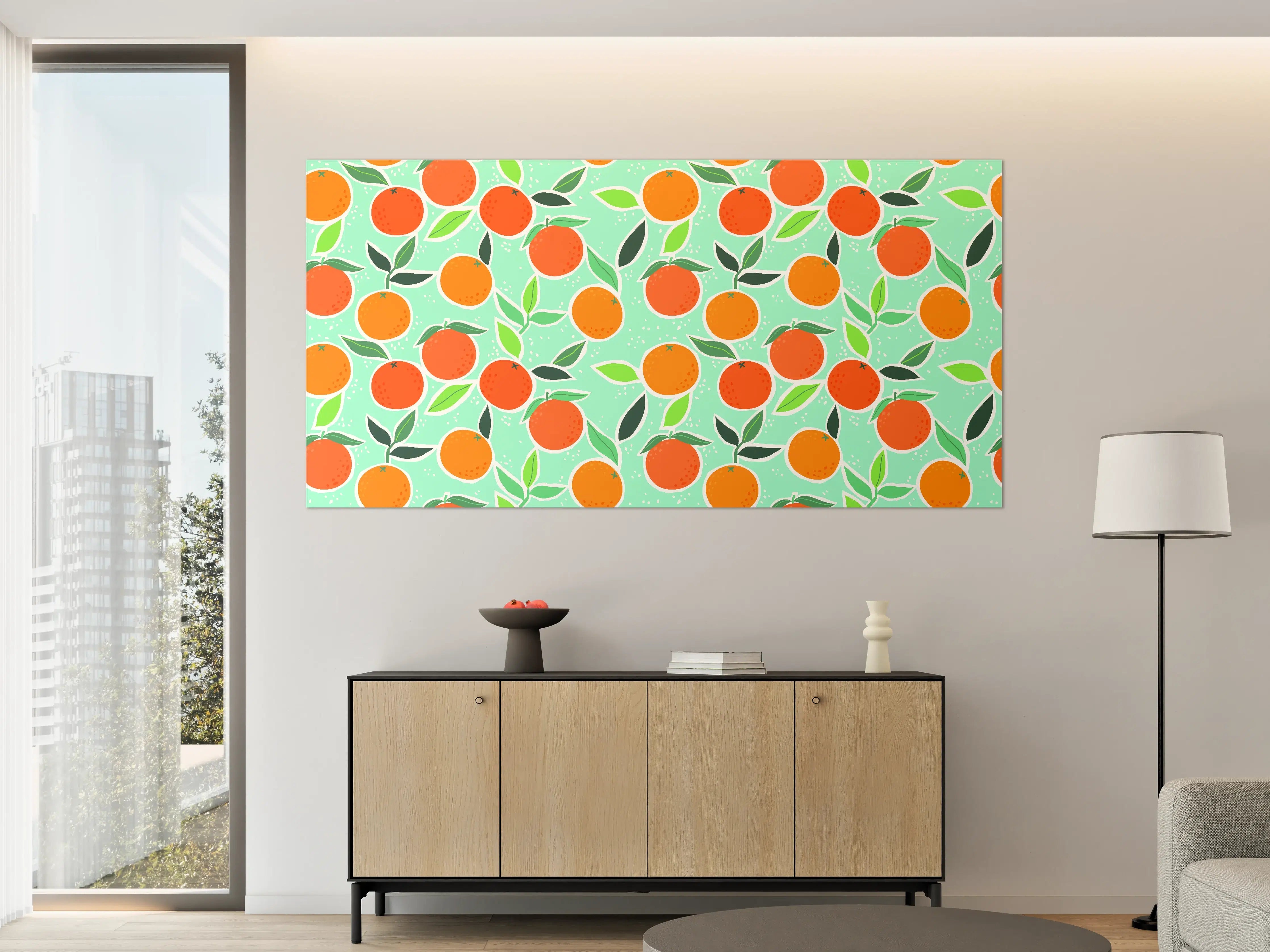Große Wandbilder - Frischer Orangenbaum mit saftigen Früchten