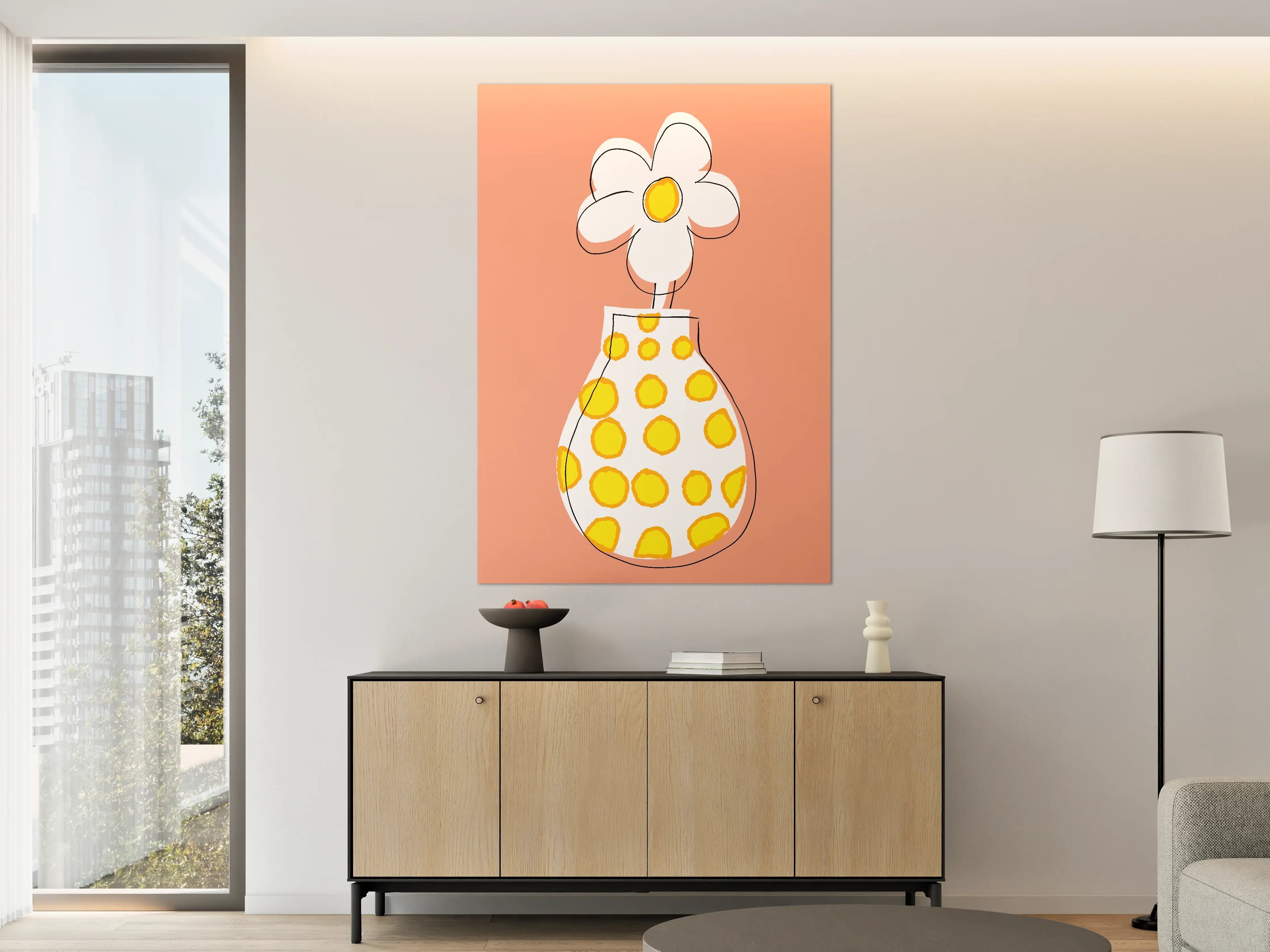 Große Wandbilder - Fröhliche Blumenvasen Illustration