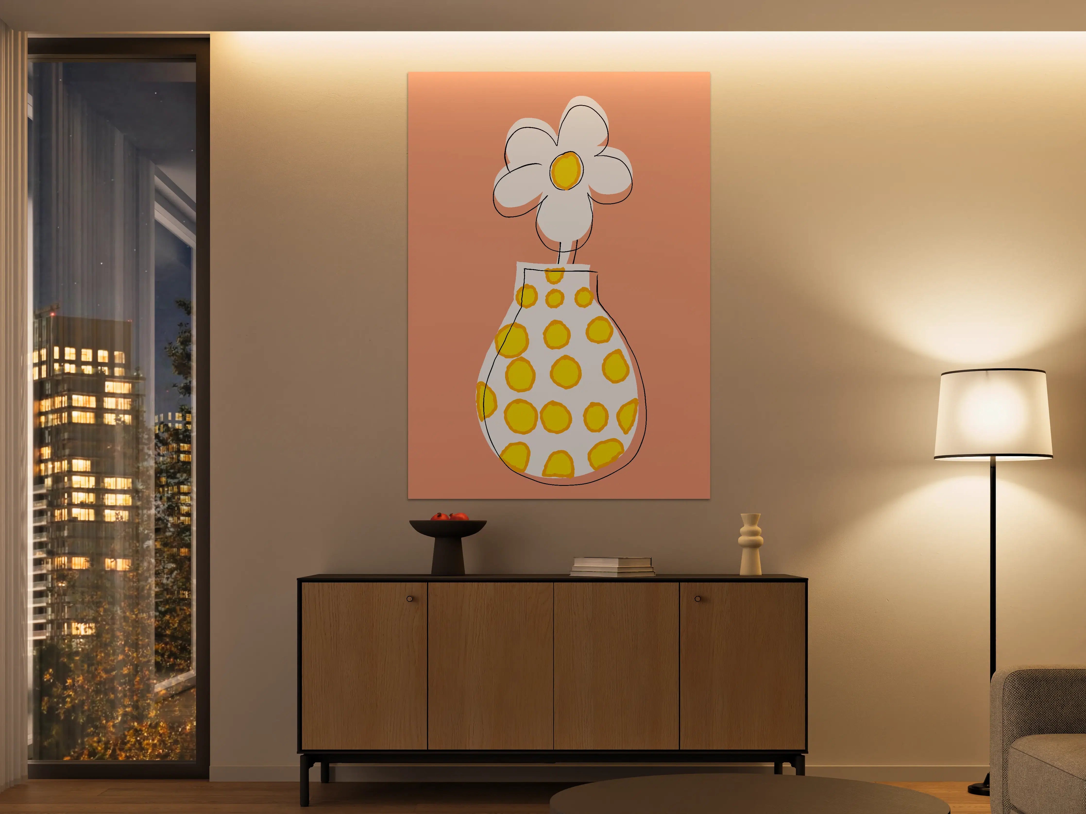 Große Wandbilder - Fröhliche Blumenvasen Illustration