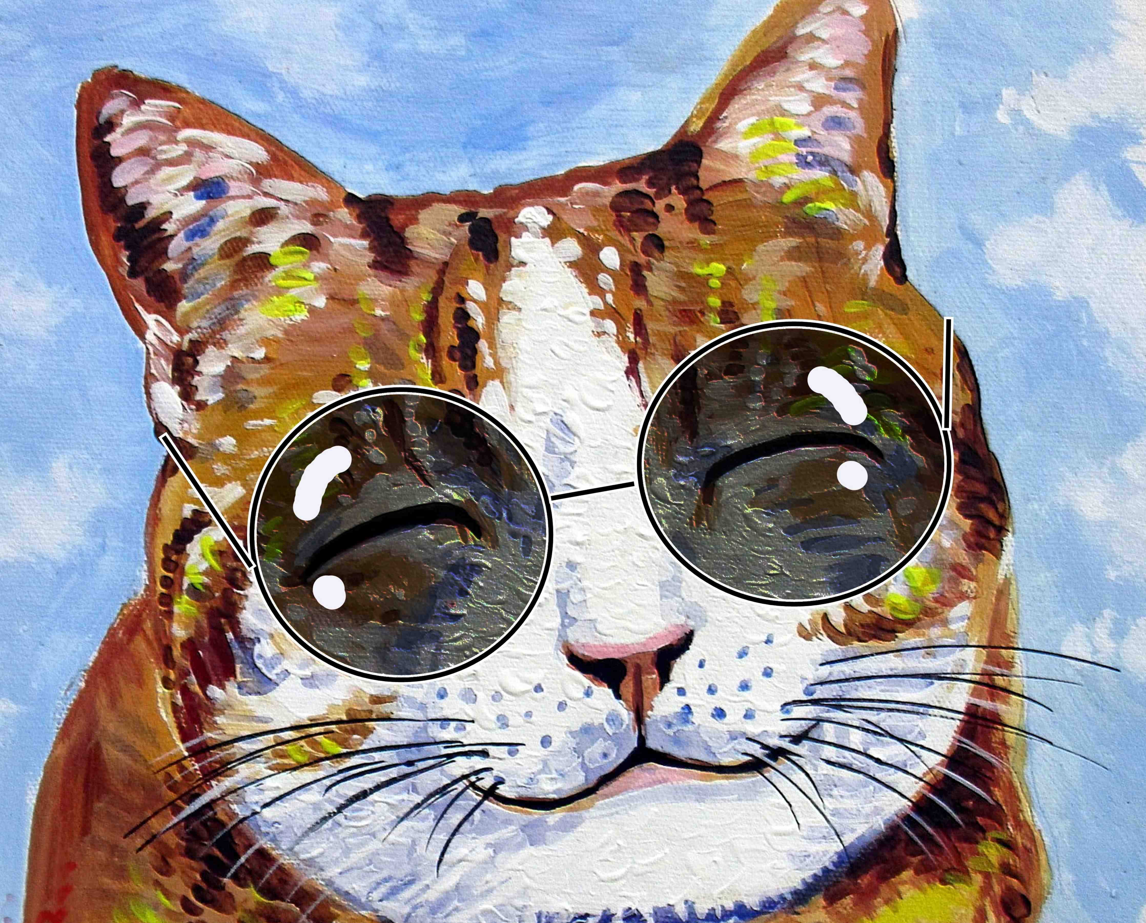 Große Wandbilder-Fröhliches Katzen-Porträt mit Sonnenbrille