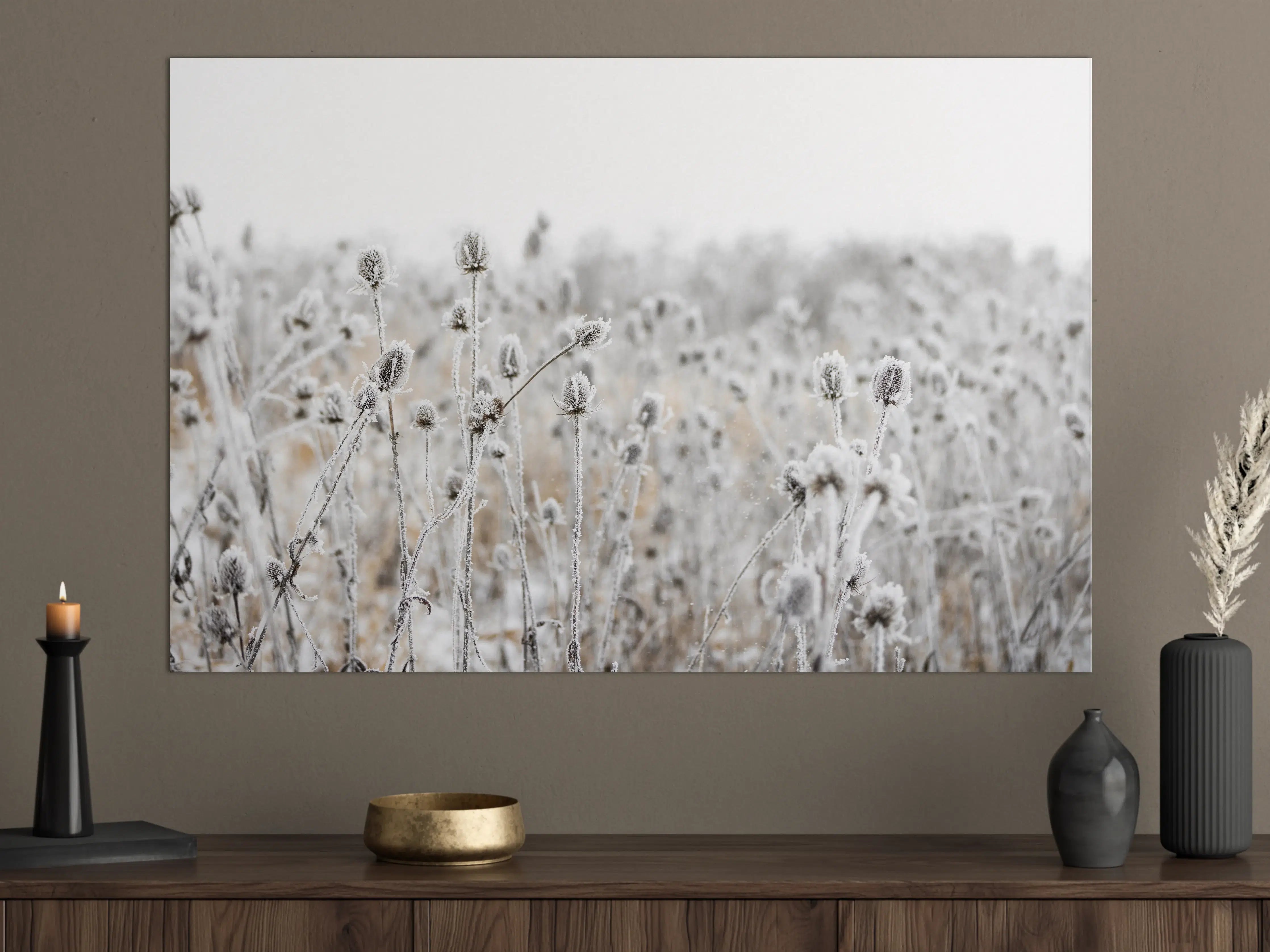 Große Wandbilder - Frostige Wildgraslandschaft im Winter