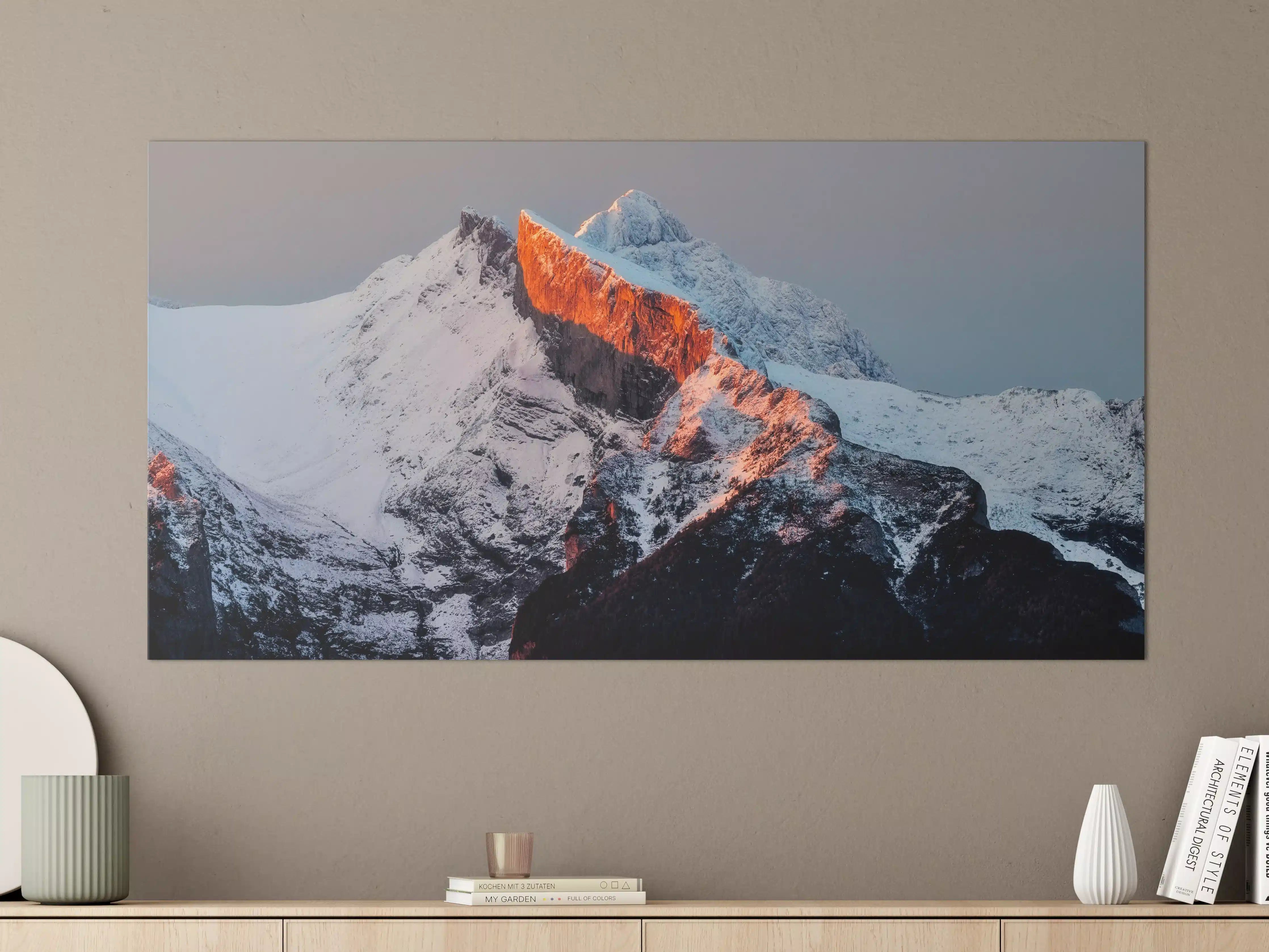 Große Wandbilder - Frostiges Bergpanorama bei Sonnenaufgang