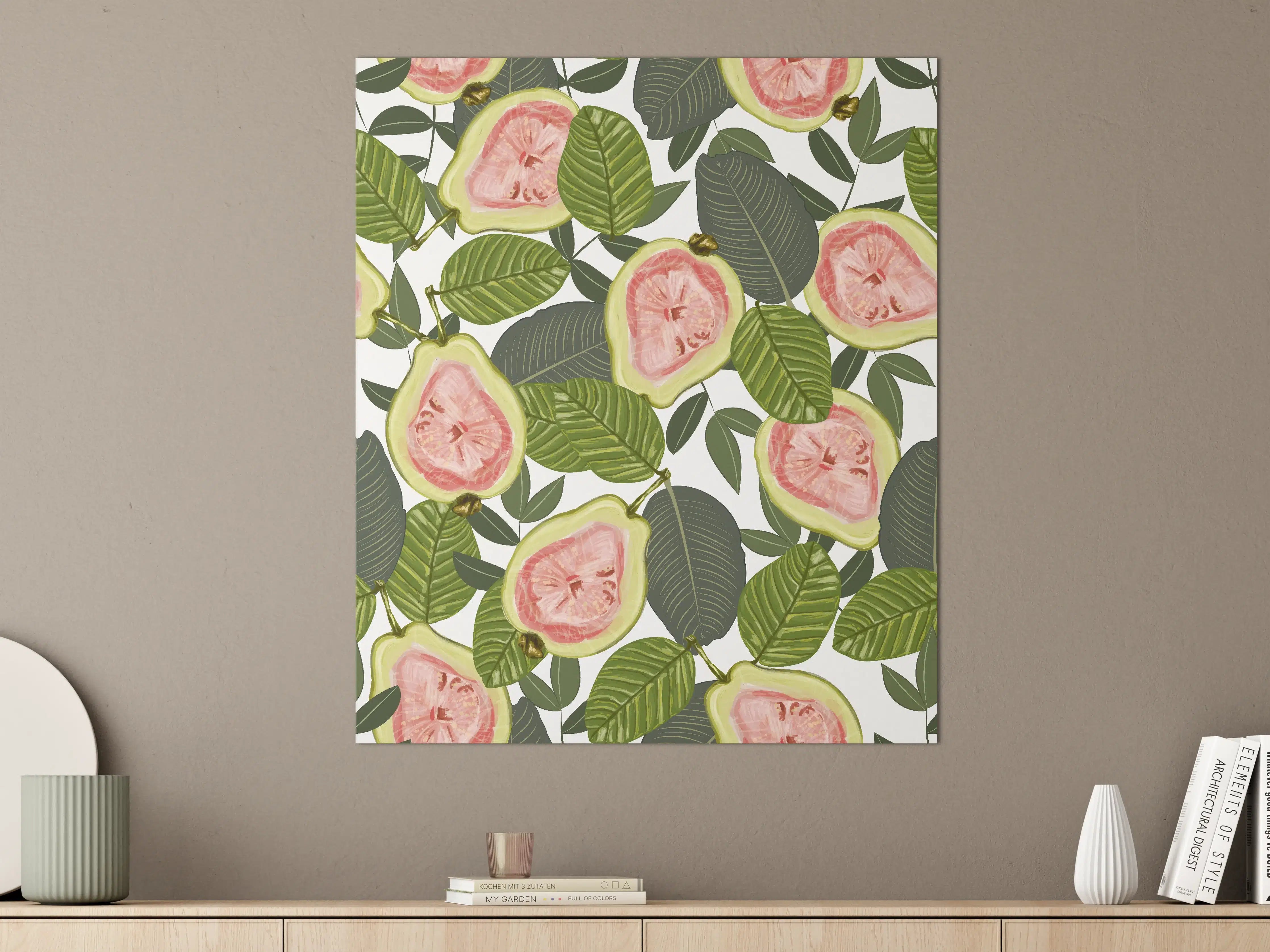Große Wandbilder - Fruchtige Kombination: Wassermelone und Papaya in natürlichem Design