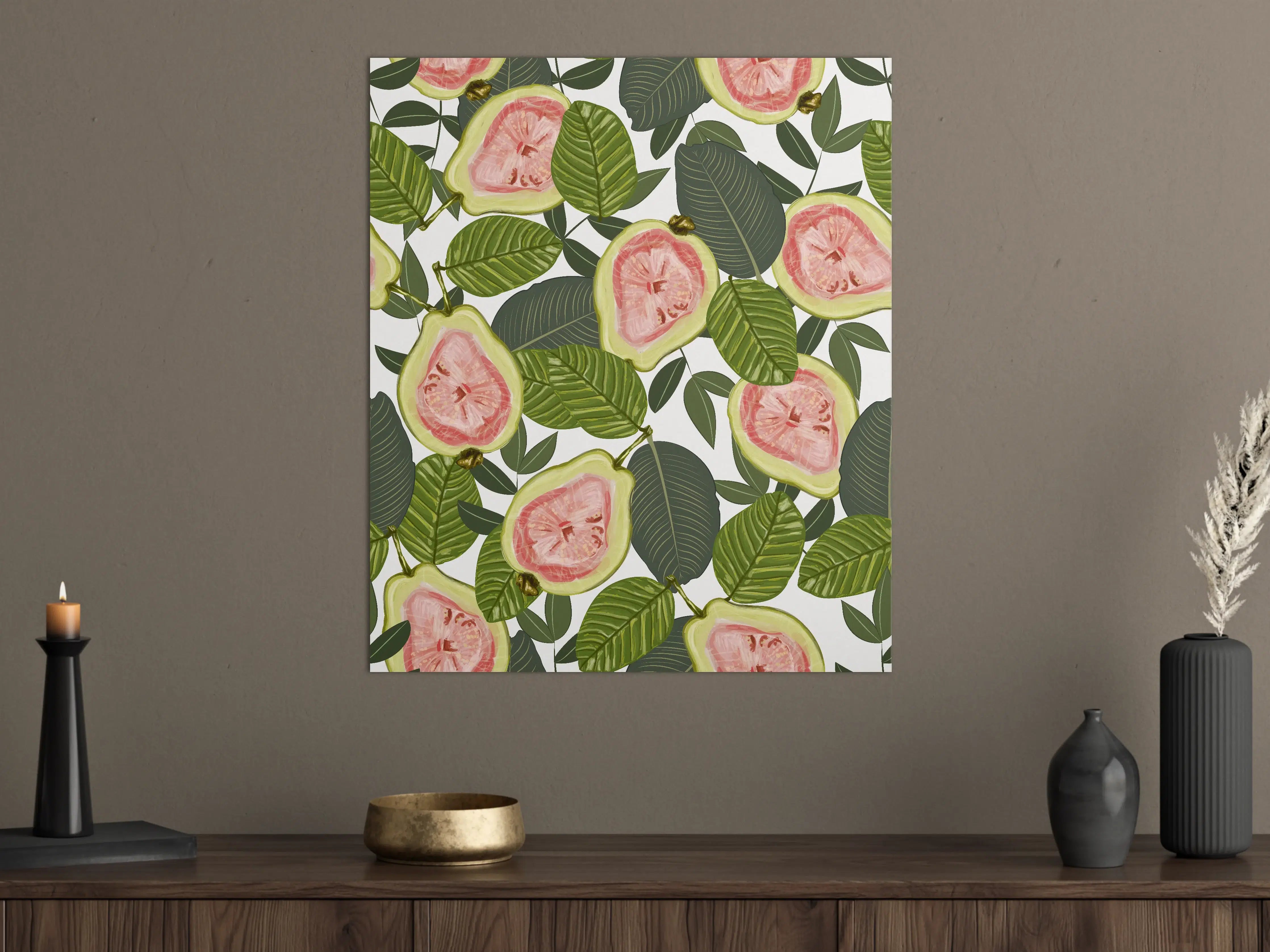Große Wandbilder - Fruchtige Kombination: Wassermelone und Papaya in natürlichem Design