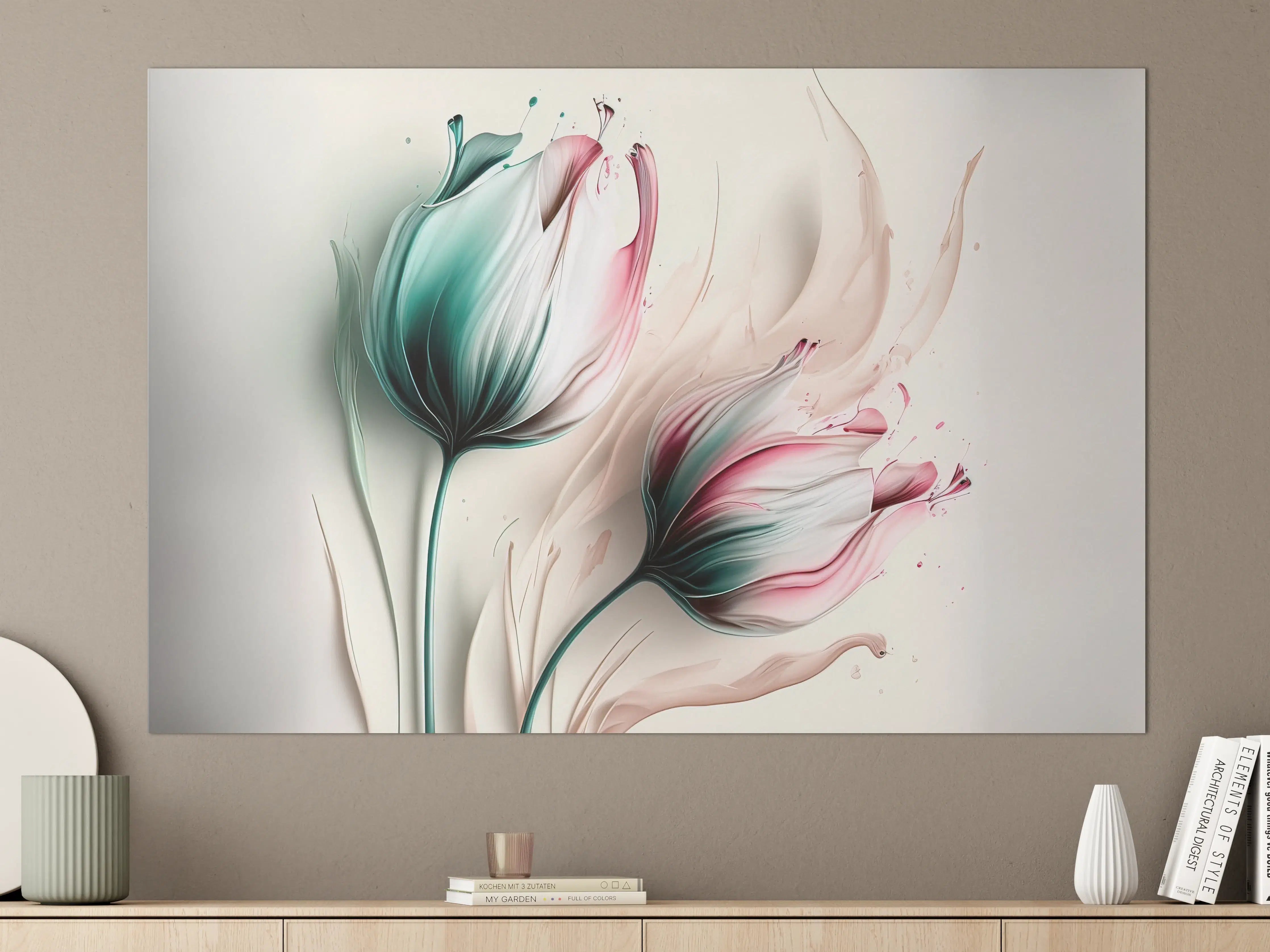 Große Wandbilder - Frühlings-Tulpen in Fluid Art