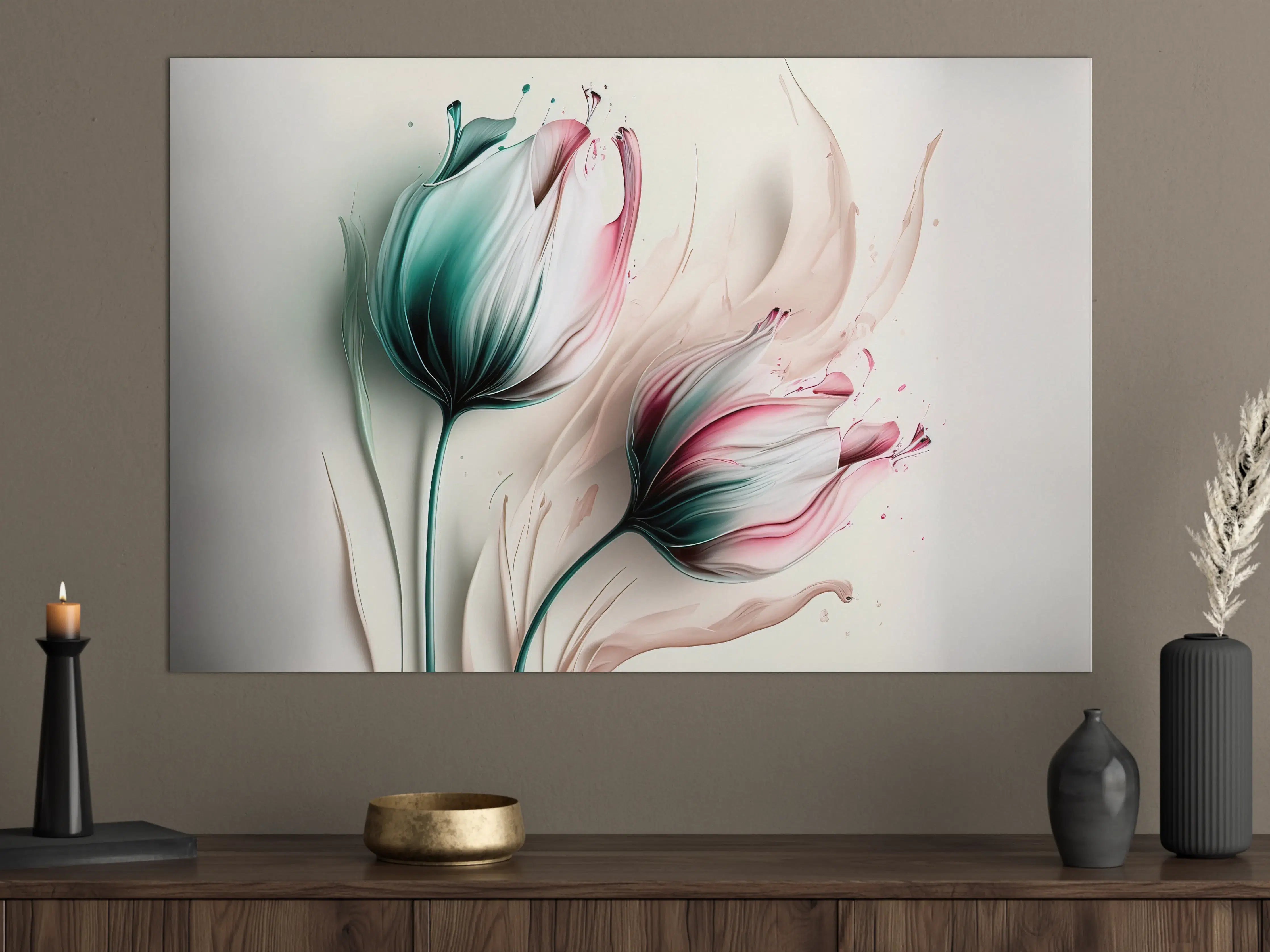 Große Wandbilder - Frühlings-Tulpen in Fluid Art