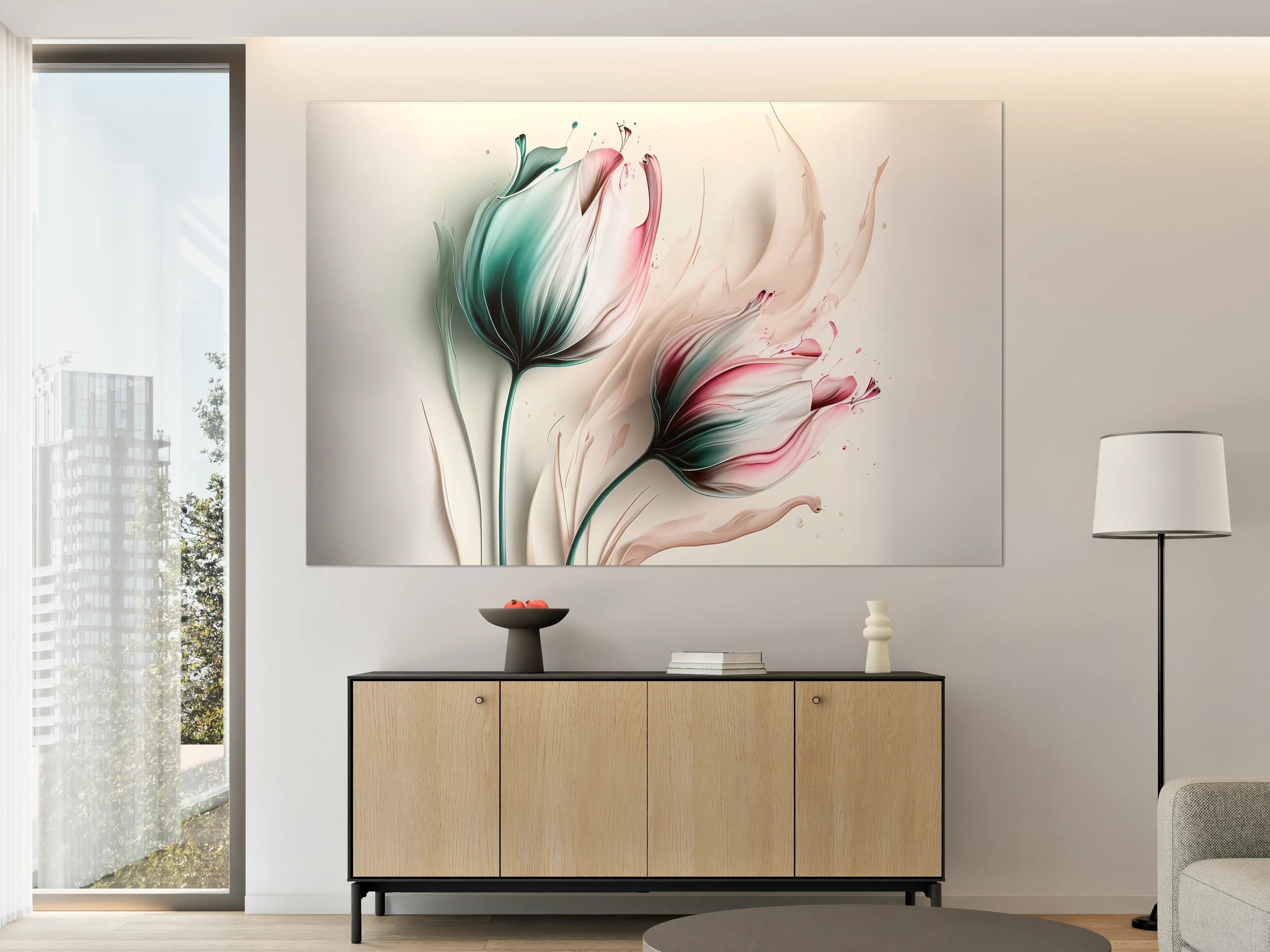 Große Wandbilder - Frühlings-Tulpen in Fluid Art