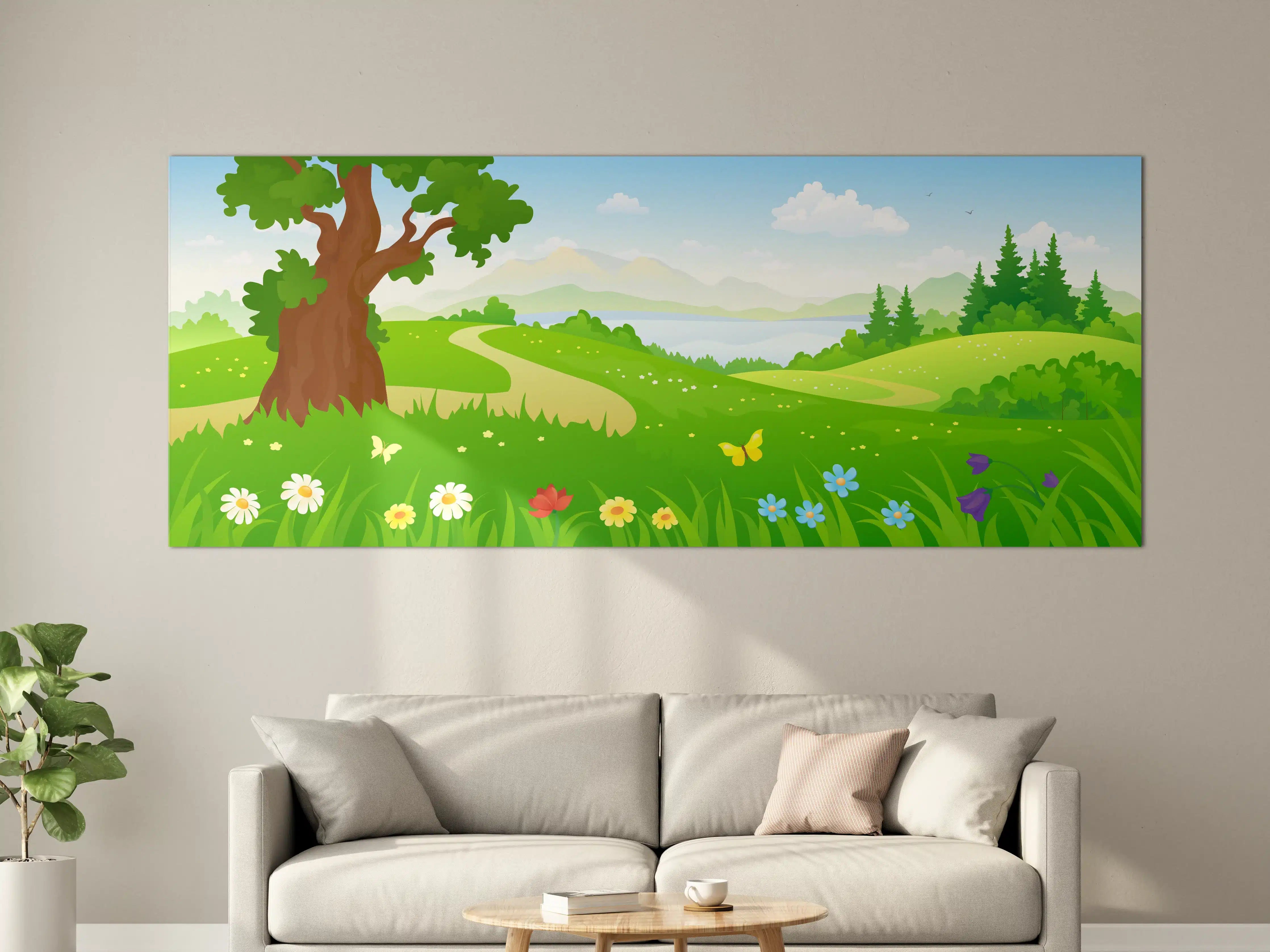 Große Wandbilder - Frühlingslandschaft mit bunten Blumen