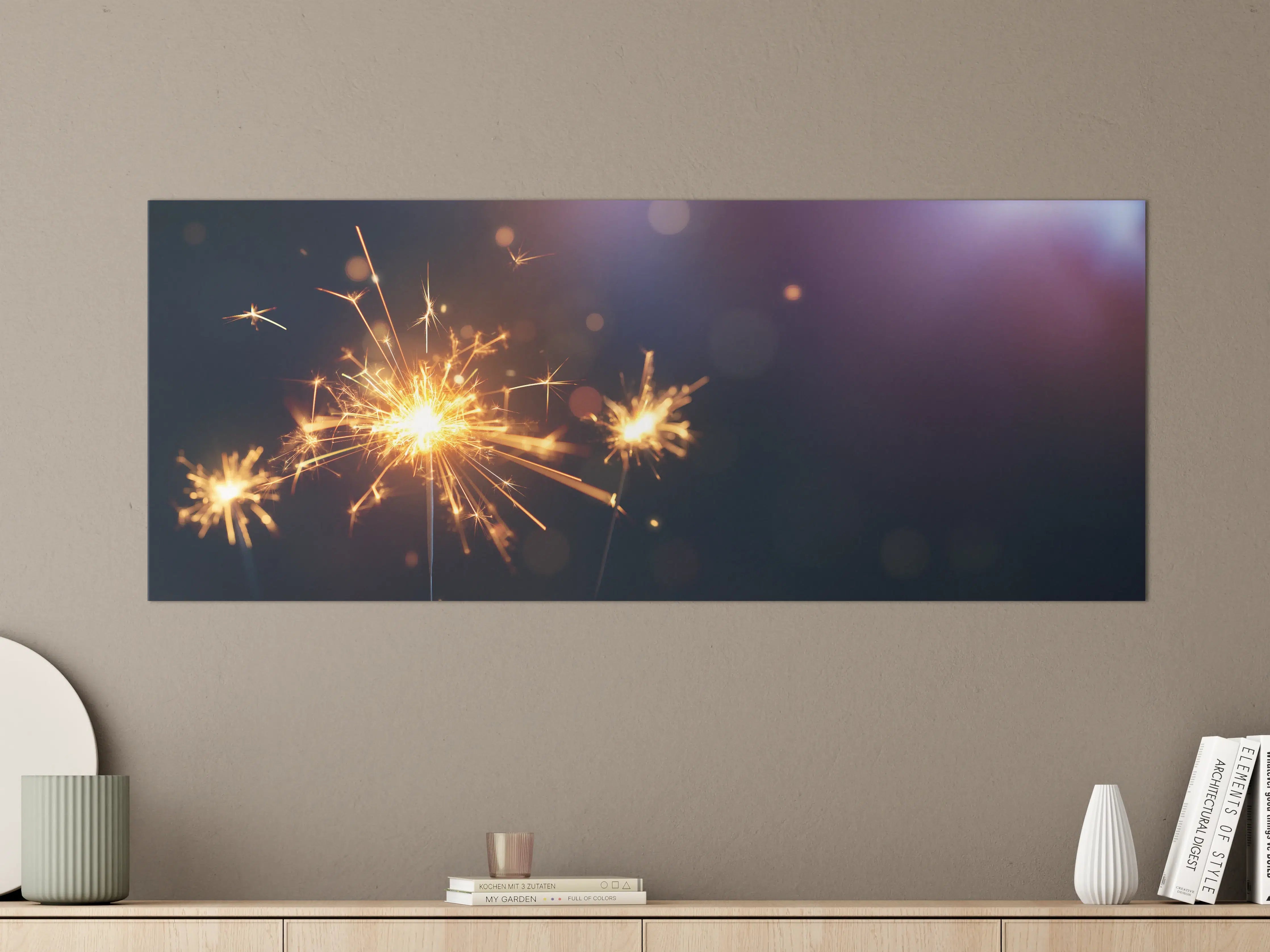 Große Wandbilder - Funkelnde Goldene Wunderkerzen