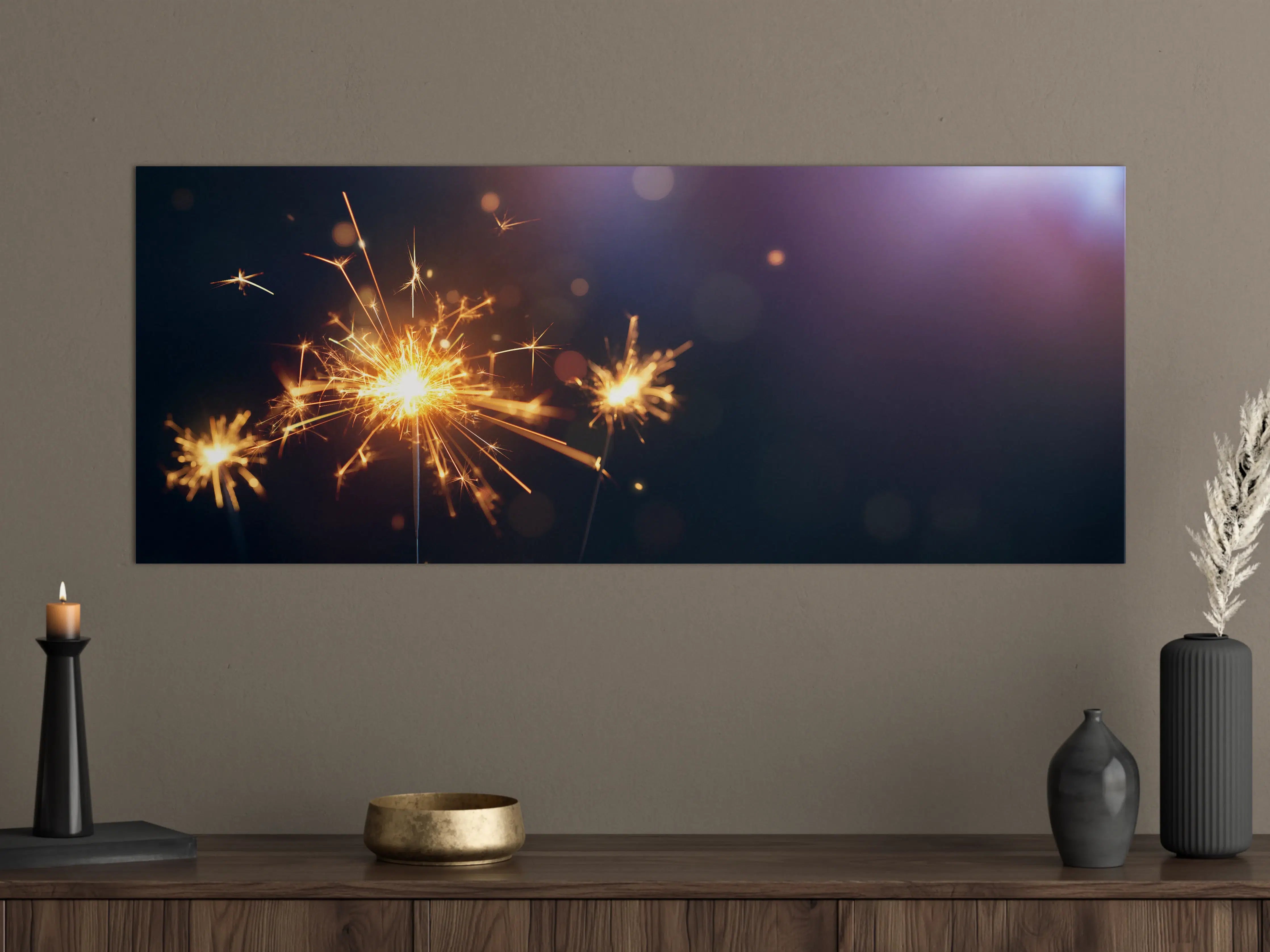 Große Wandbilder - Funkelnde Goldene Wunderkerzen