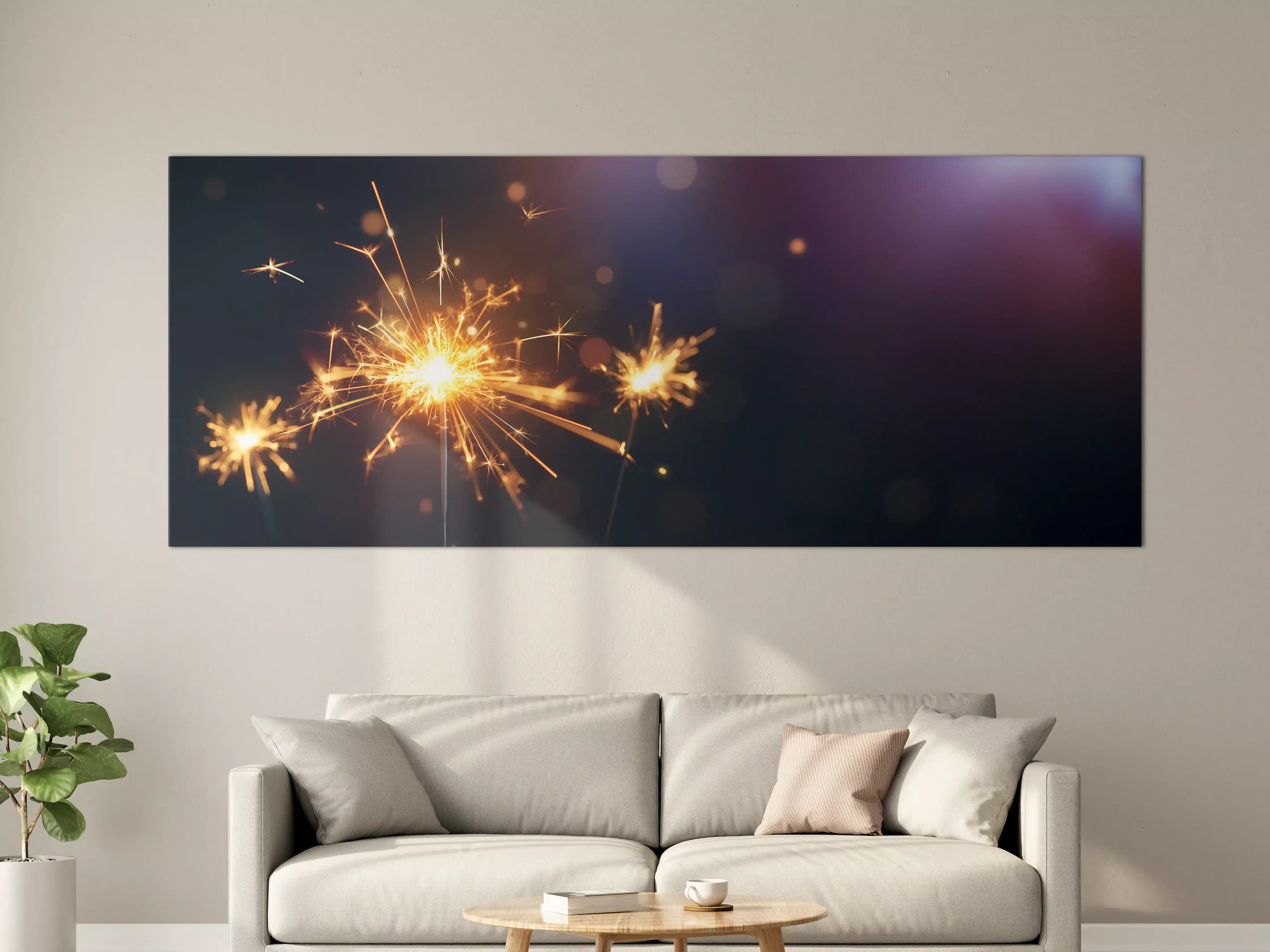Große Wandbilder - Funkelnde Goldene Wunderkerzen