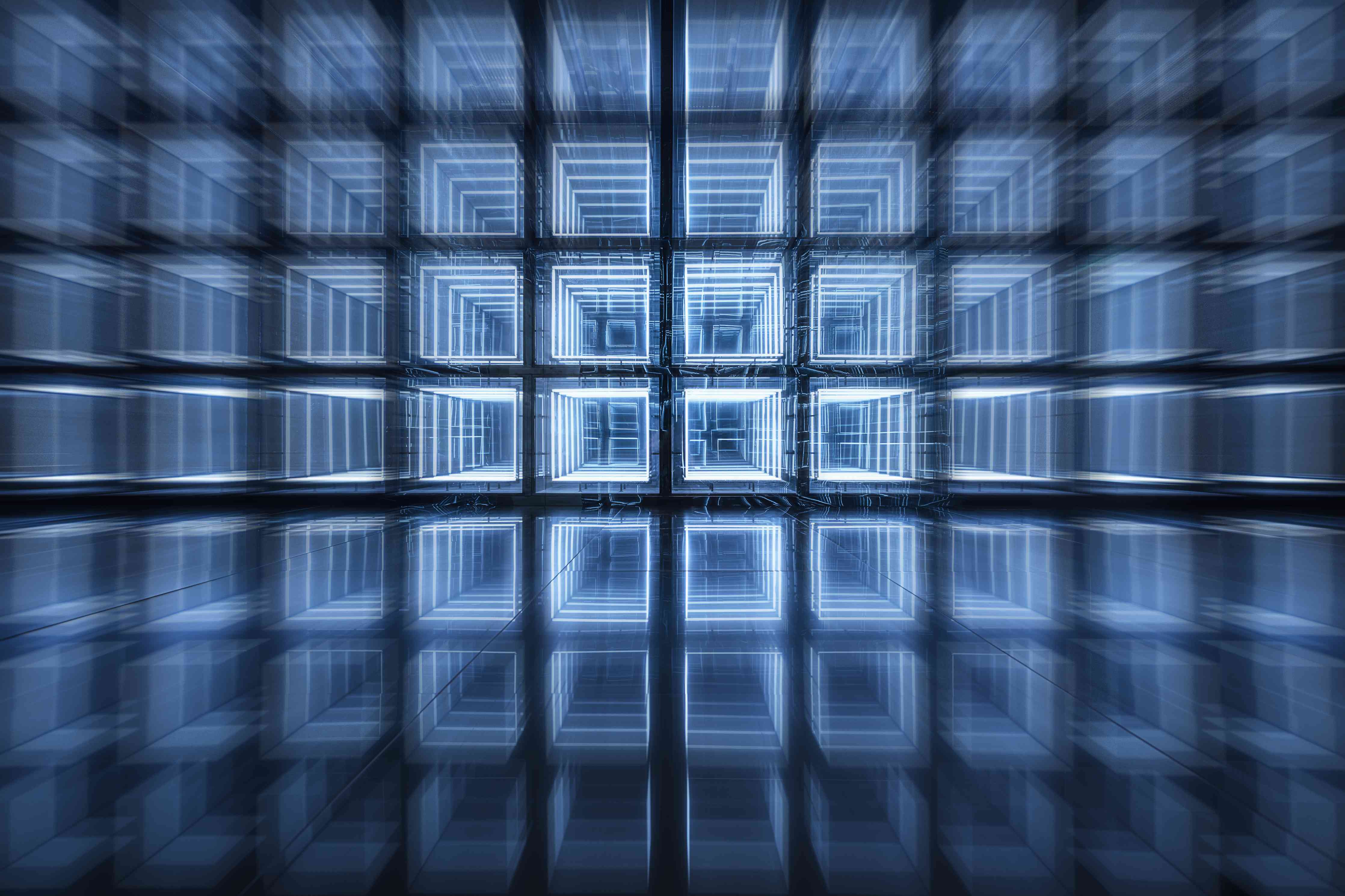 Große Wandbilder-Futuristische blaue Rauminstallation