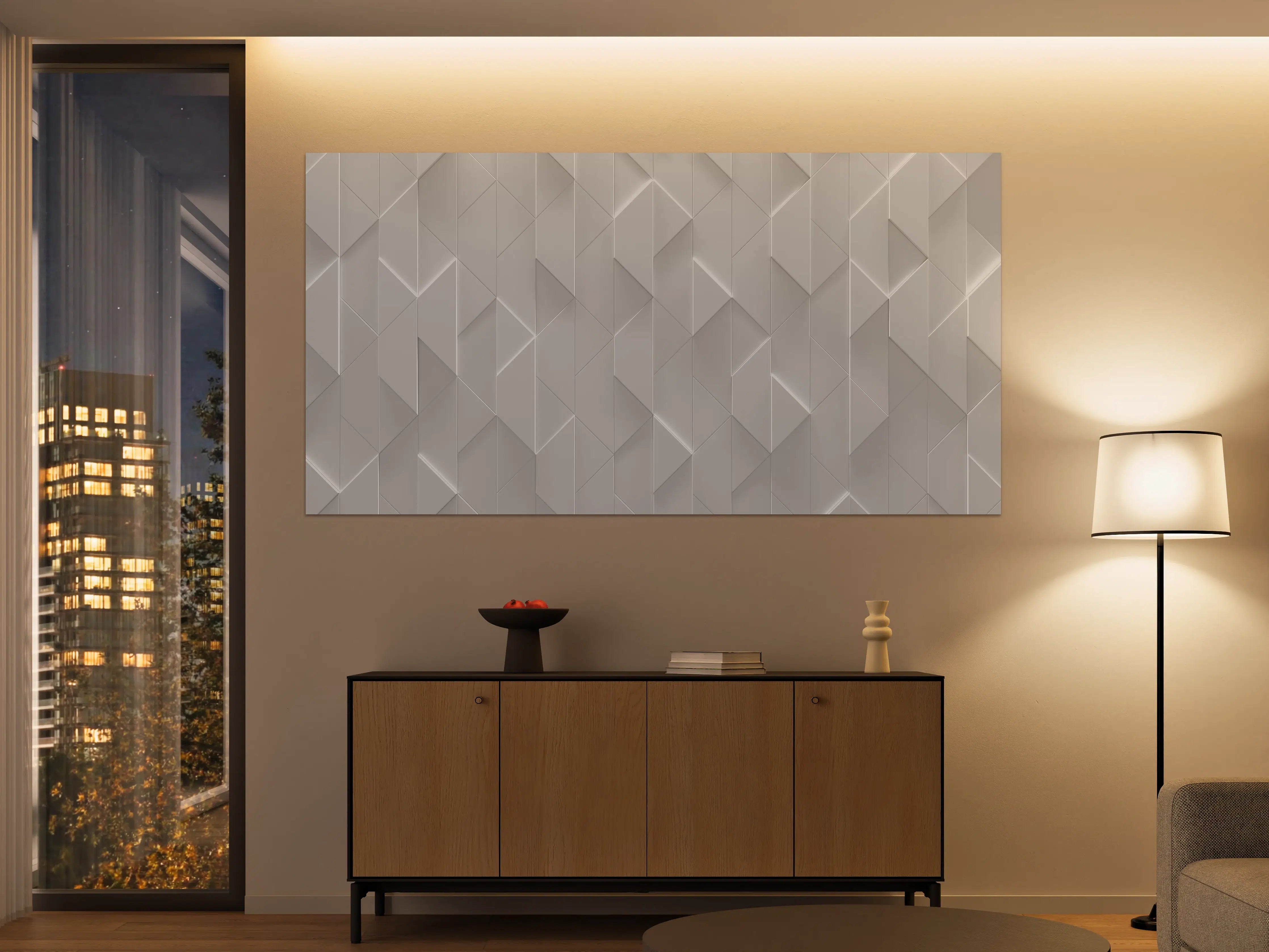 Große Wandbilder - Futuristischer Weiß Grau Zigzag