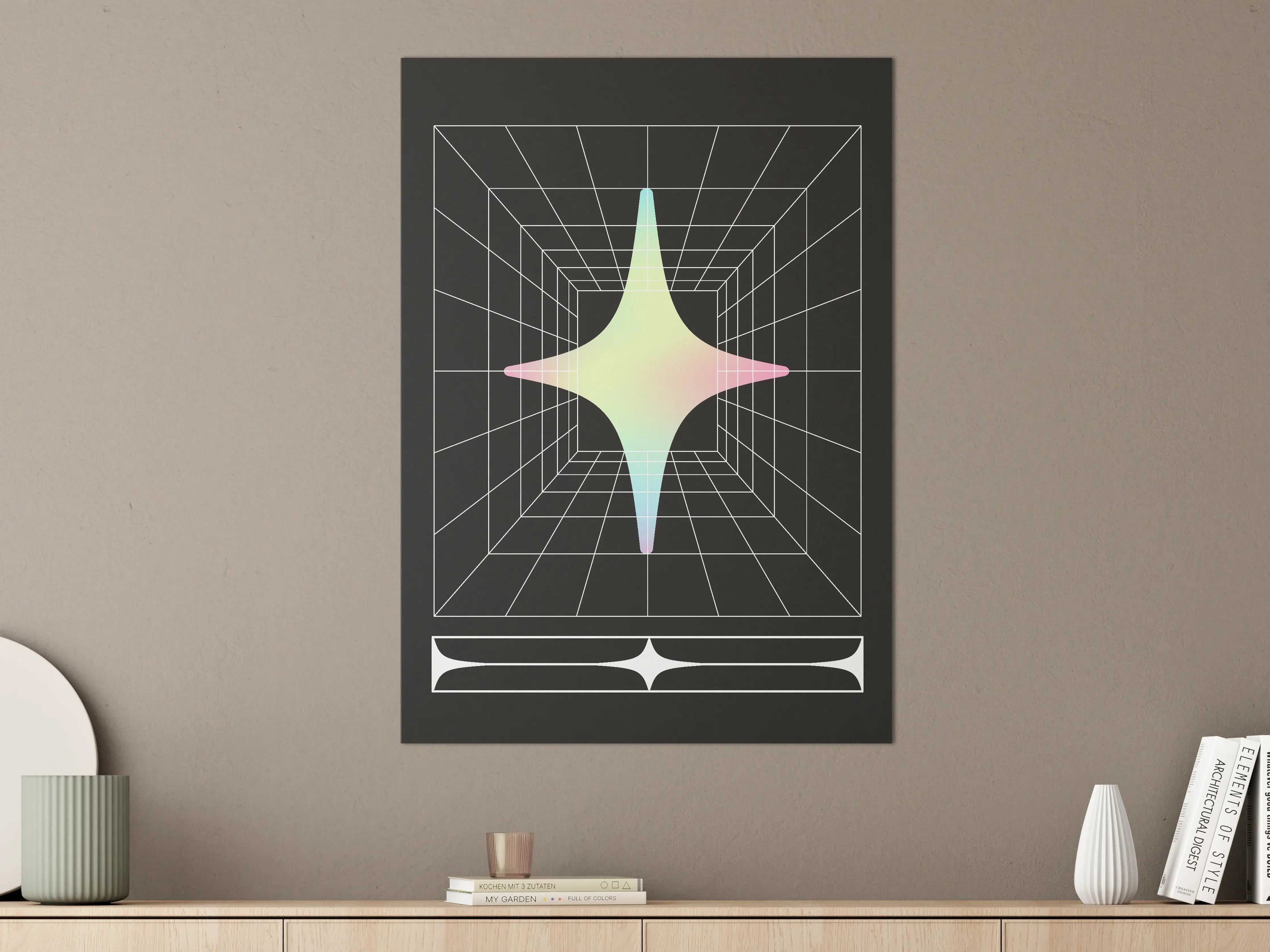 Große Wandbilder - Futuristisches 3D-Gitter mit Pastellfarben