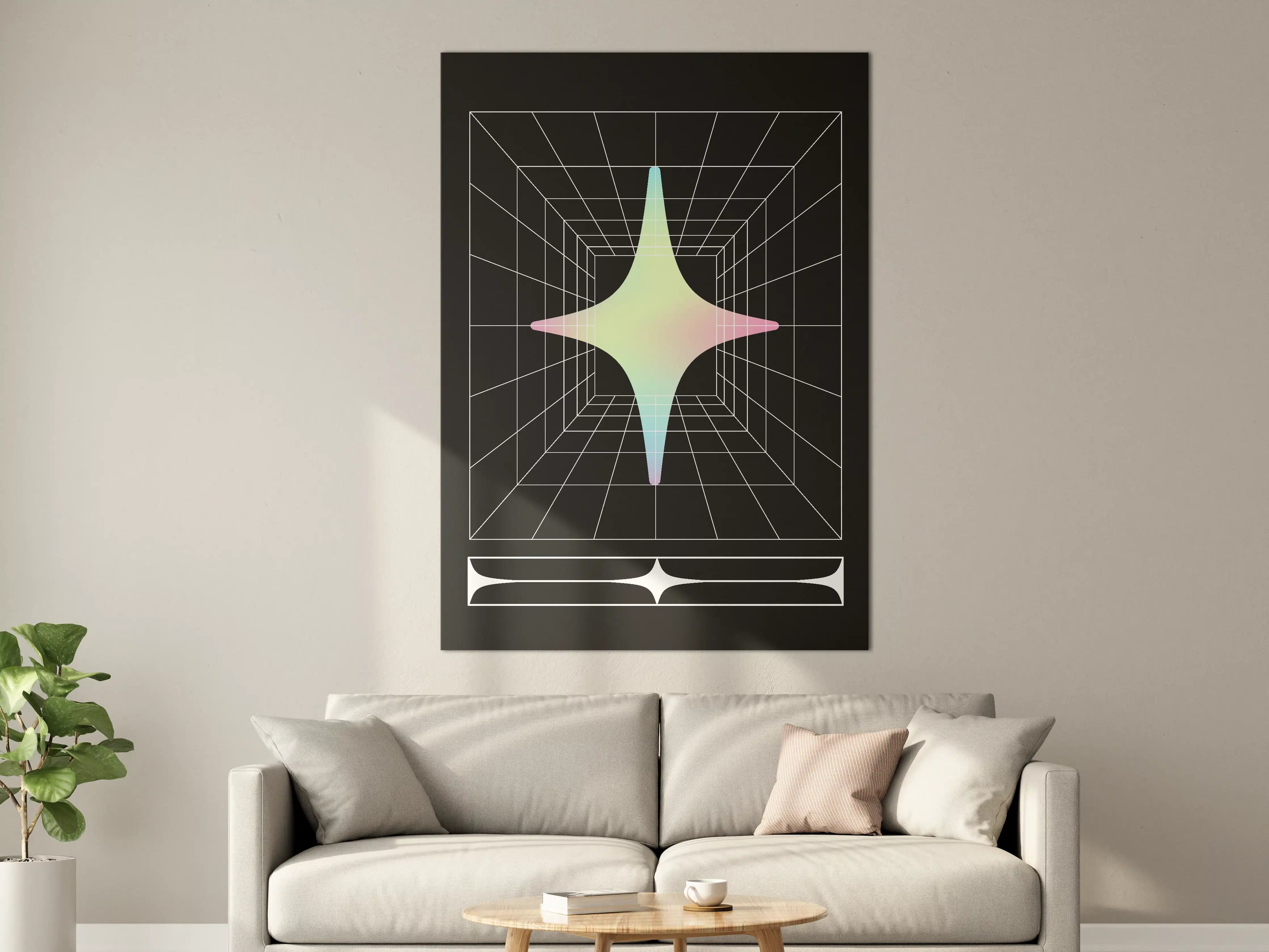 Große Wandbilder - Futuristisches 3D-Gitter mit Pastellfarben